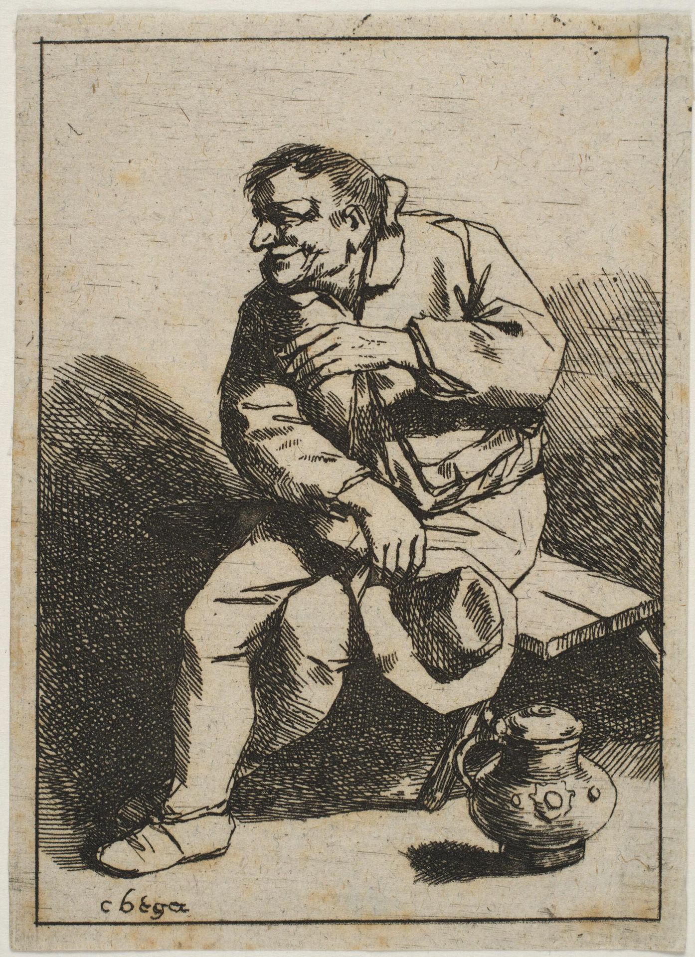 Sitting Man with his Hat in his Right Hand by Cornelis Bega