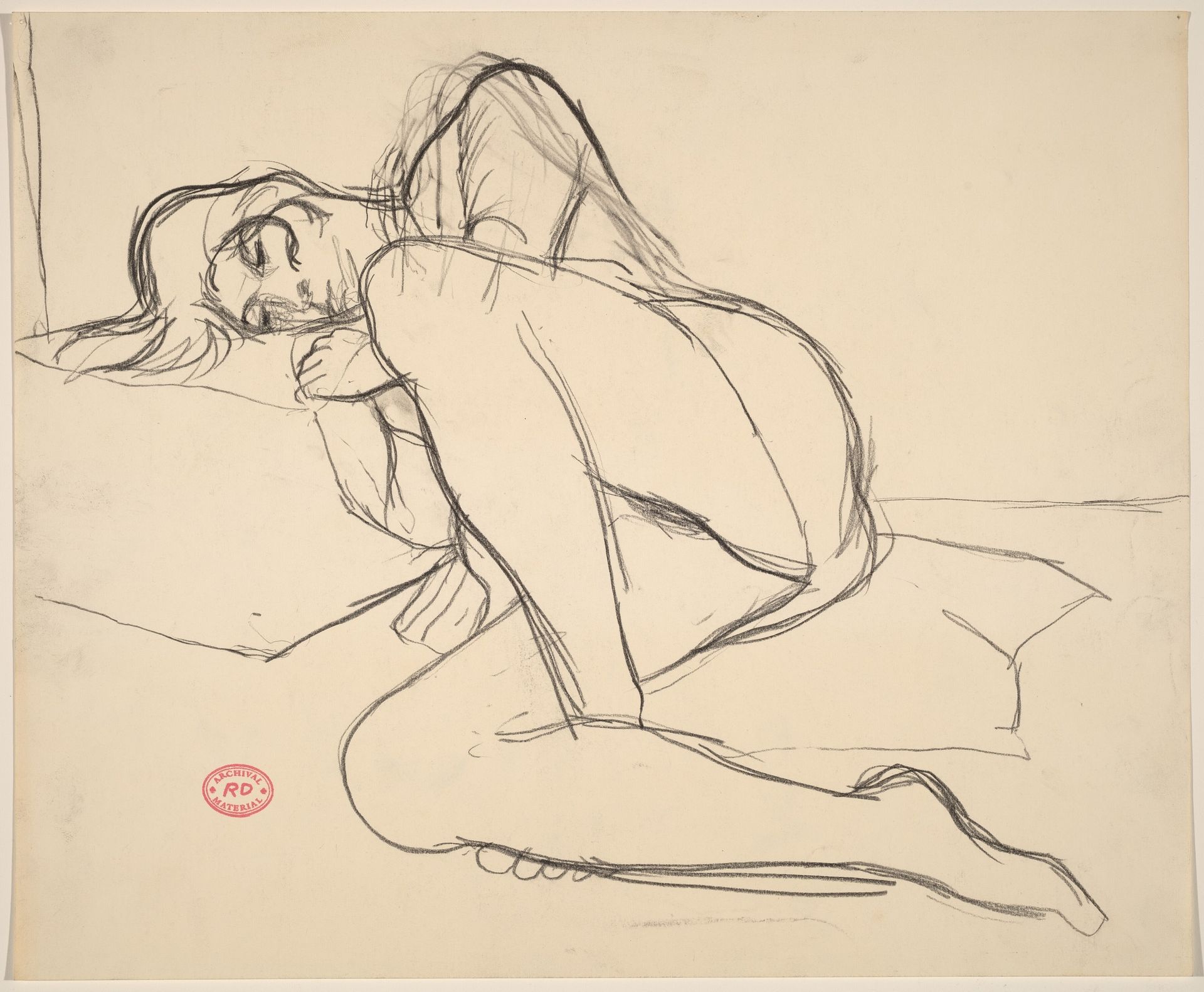 Untitled [reclining female nude leaning into a pillow] by Richard Diebenkorn