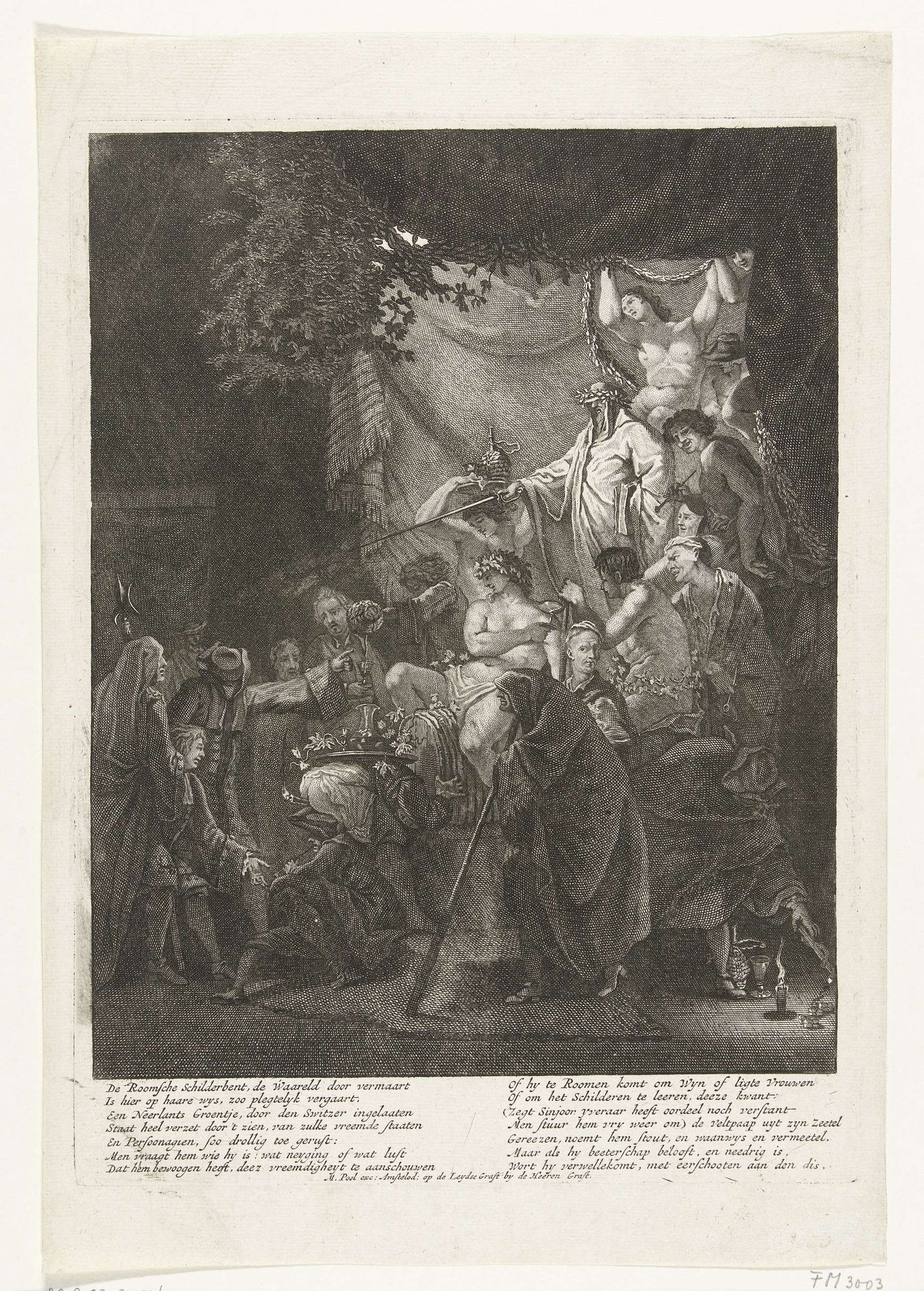 Ontvangst van een nieuw lid van de Bentvueghels, ca. 1700 by Matthijs Pool