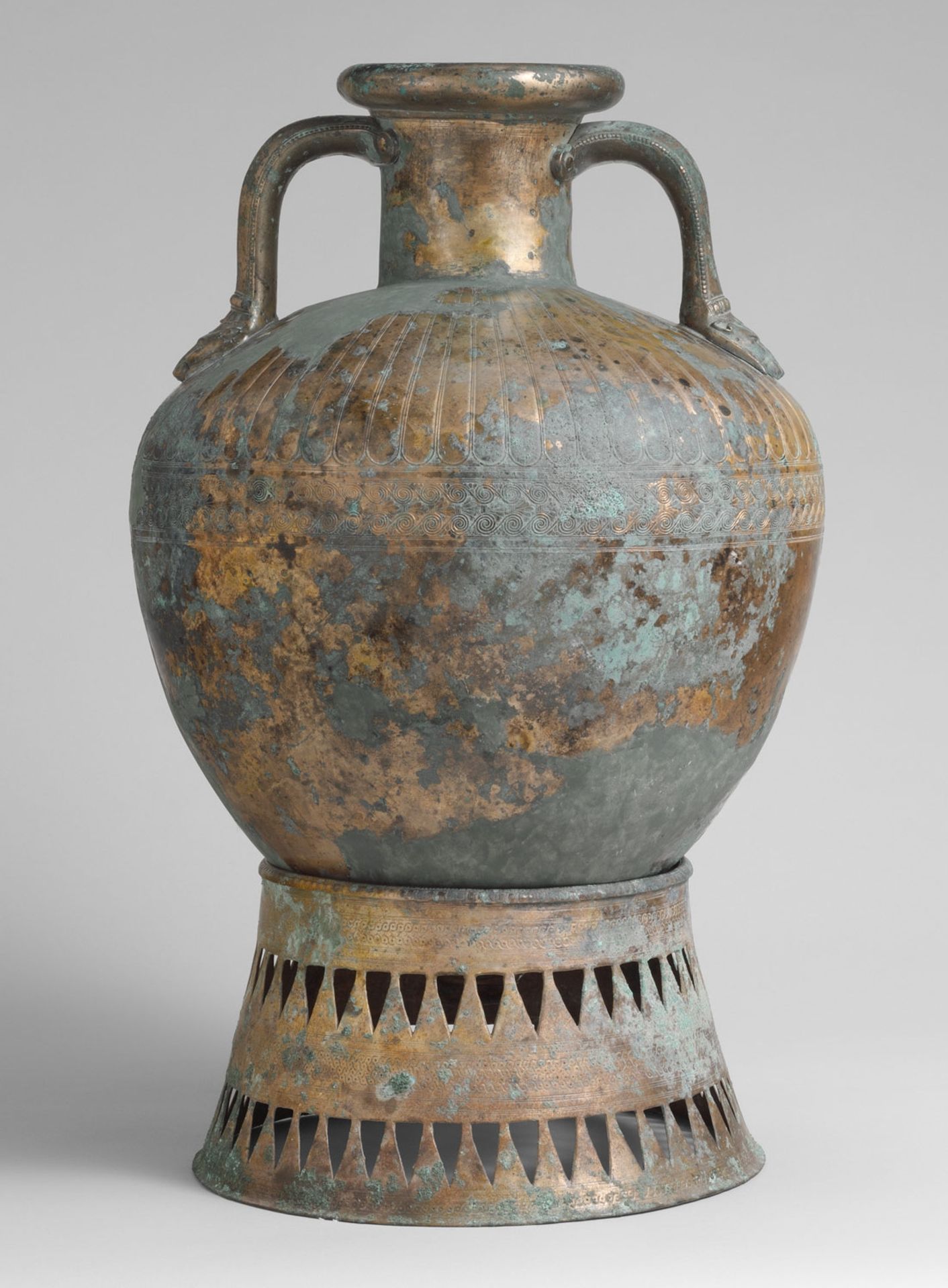 Bronze Pointed Neck Amphora with Stand 450 by Ancient Greek Pottery