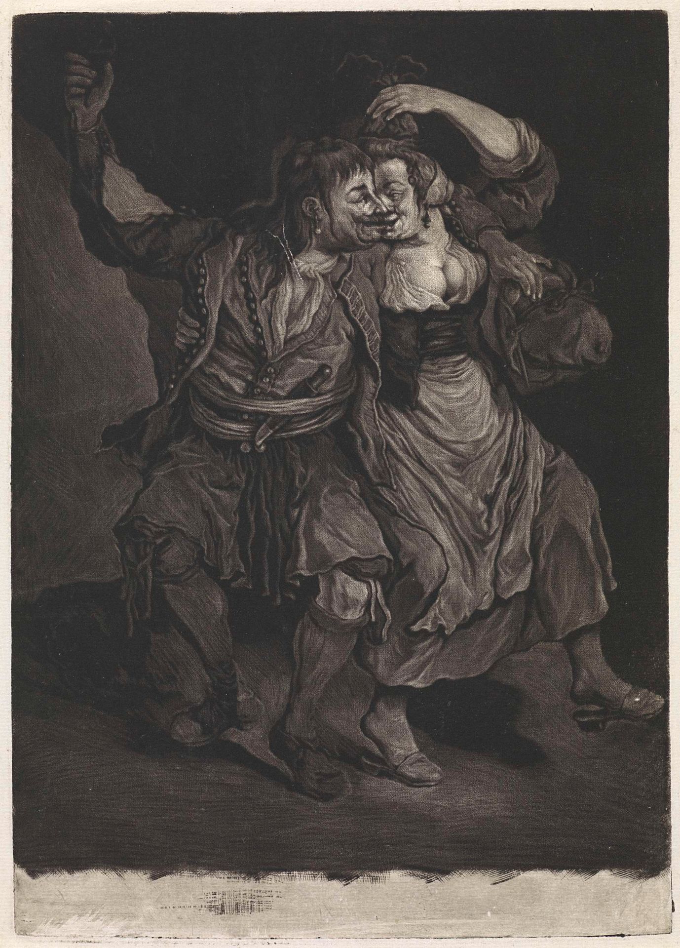 Dansend paar, 1695 by Cornelis Dusart