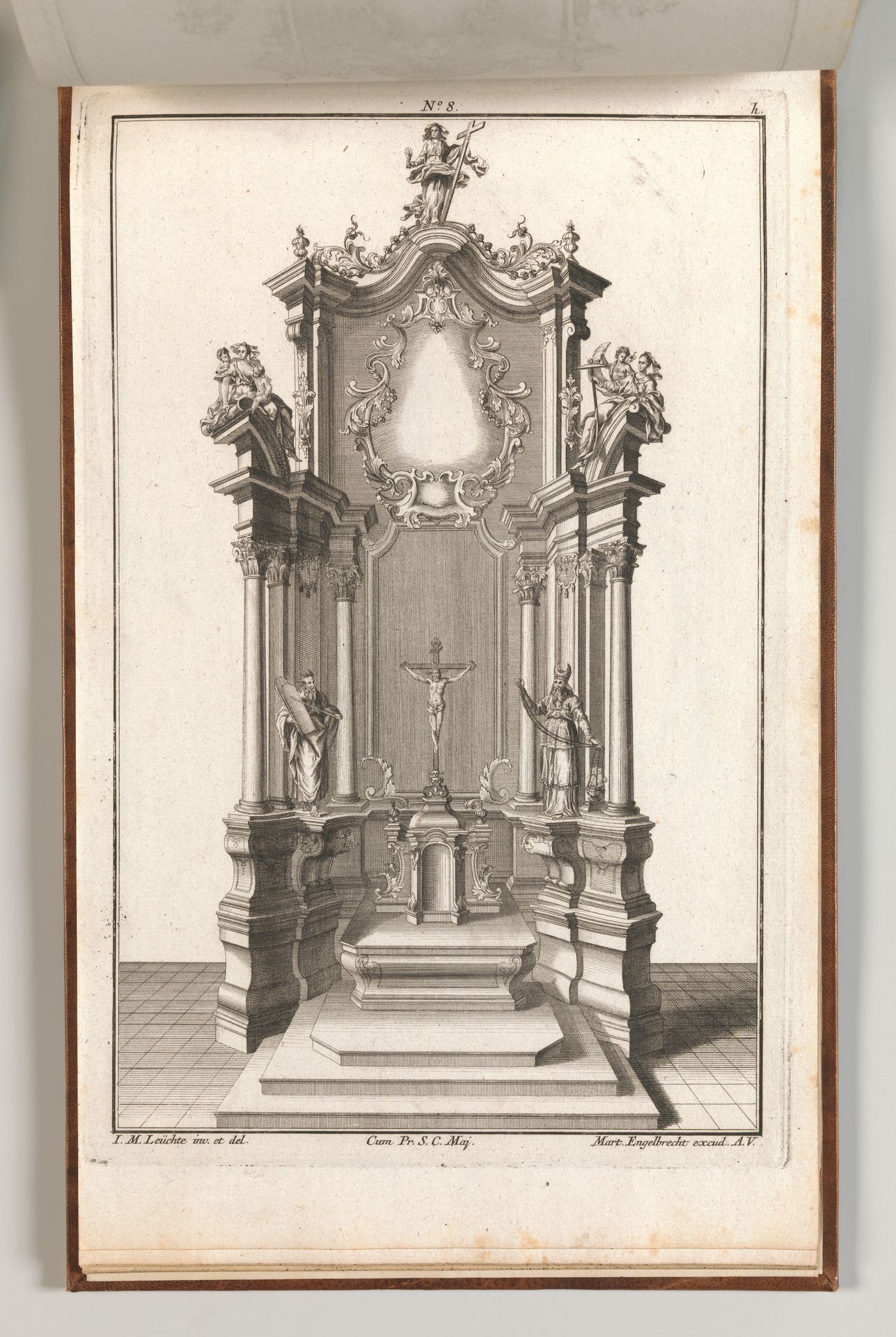 Design for a Monumental Altar, Plate h from 'Unterschiedliche Neu Inventierte Altäre mit darzu gehörigen Profillen u. Grundrißen.' by Johann Michael Leüchte