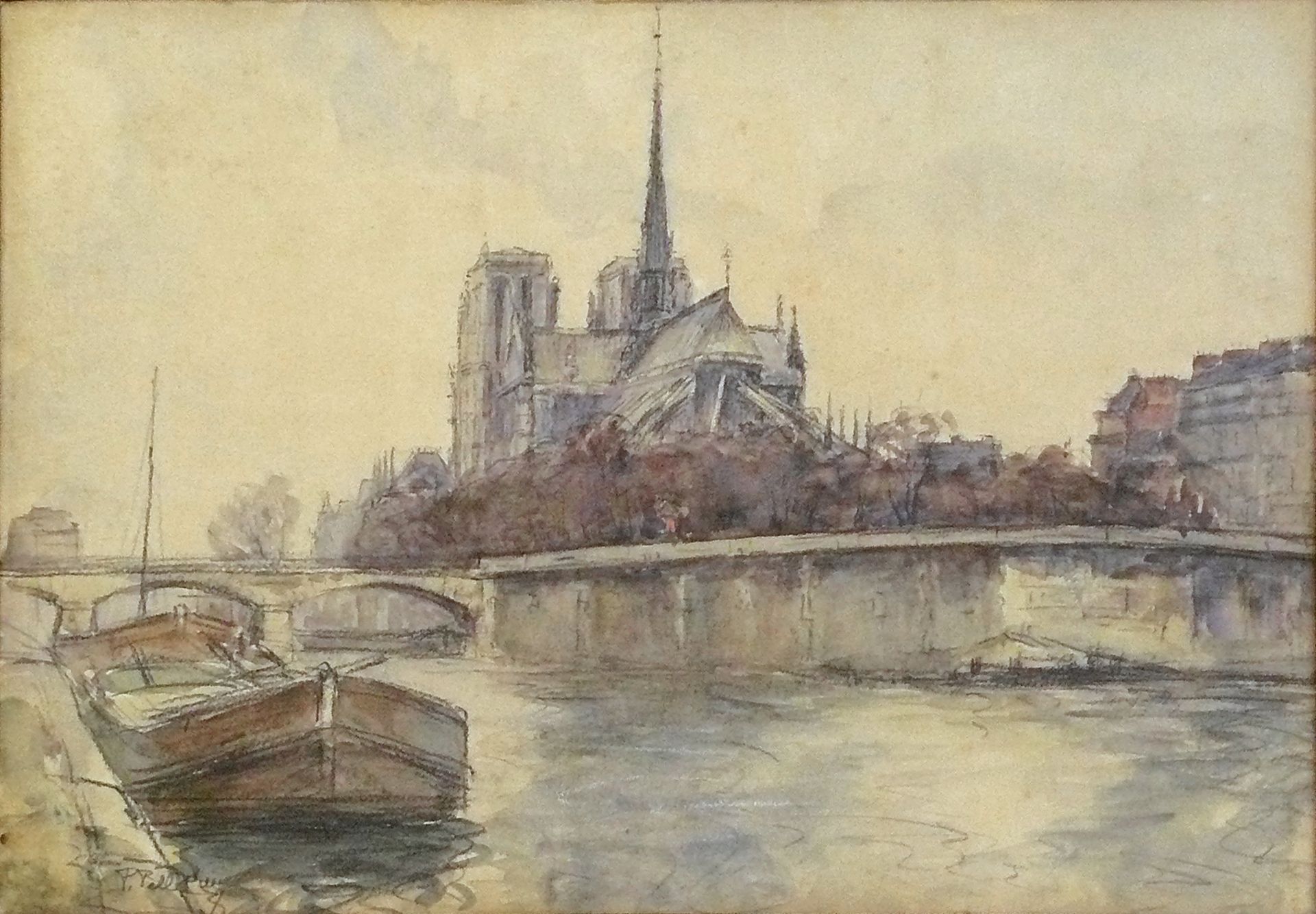 Vue de Notre-Dame de Paris depuis les Quais by Pierre-Jacques Pelletier