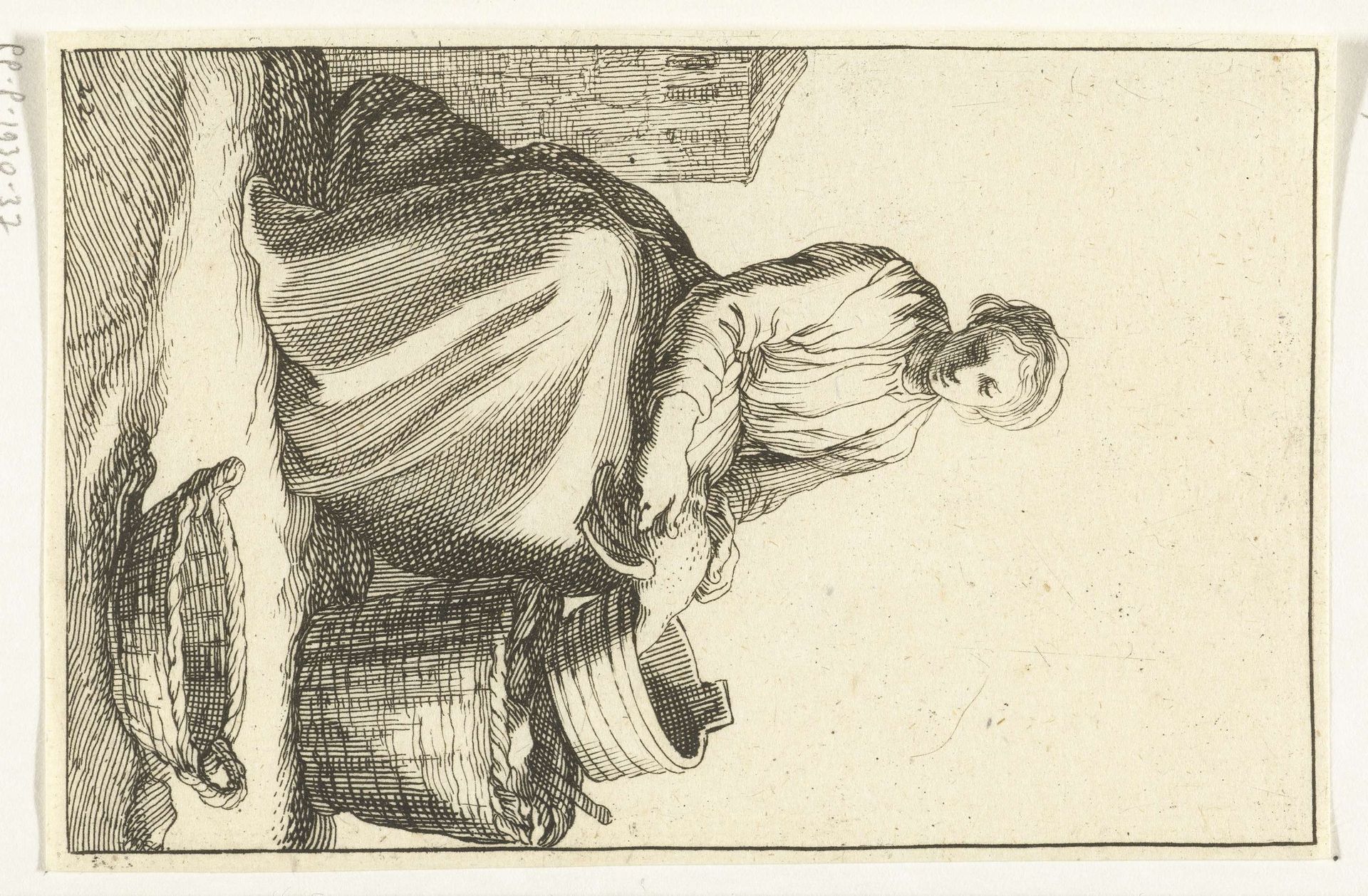 Jonge vrouw die een kip plukt by Frederick Bloemaert