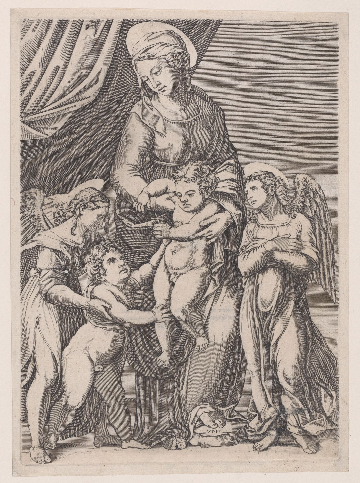 The Virgin, the Infant Christ, Infant Saint John, and Two Angels by Agostino Veneziano