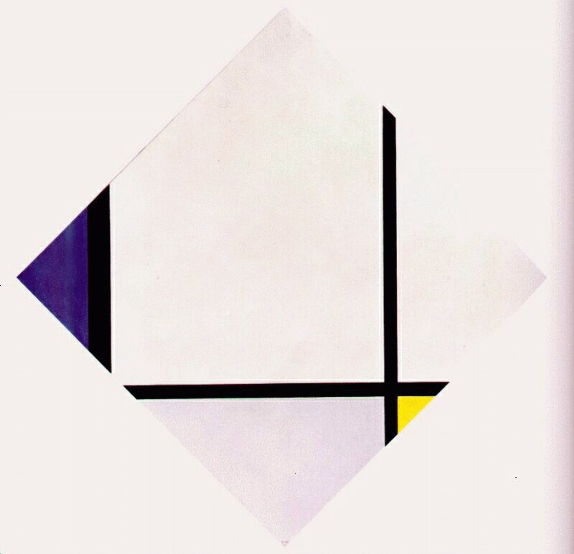 Lozenge Composition 3 Lines Blue Gray Yellow by Piet Mondrian