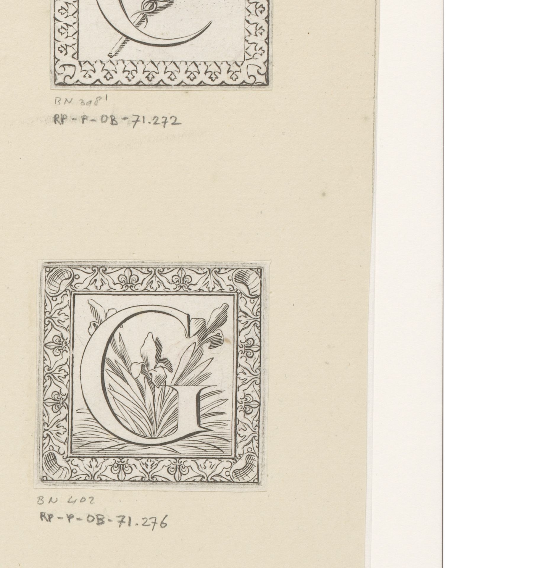 Letter G met fleurs de lis by Claude Mellan
