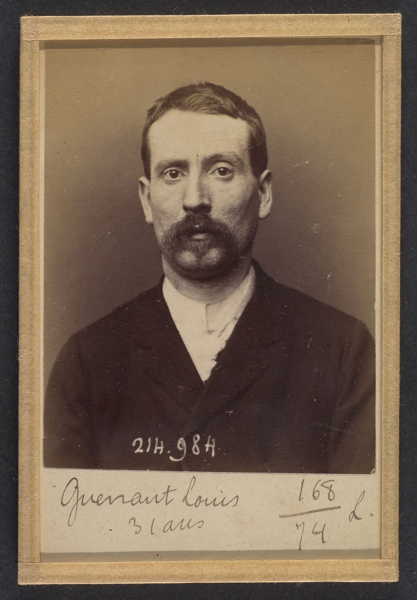 Guénant. Louis, Désiré. 31 ans, né à Paris XVIIIe. Comptable. Anarchiste. 2/3/94. by Alphonse Bertillon