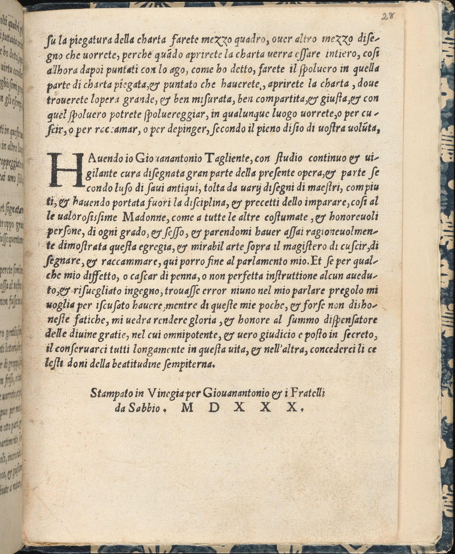 Essempio di recammi, page 28 (recto) by Giovanni Antonio Tagliente