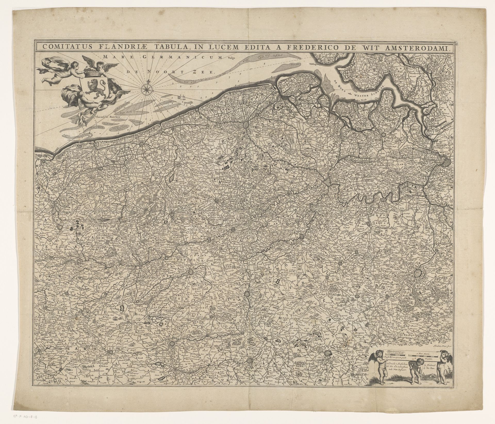Kaart van het graafschap Vlaanderen by Abraham Jansz. Deur