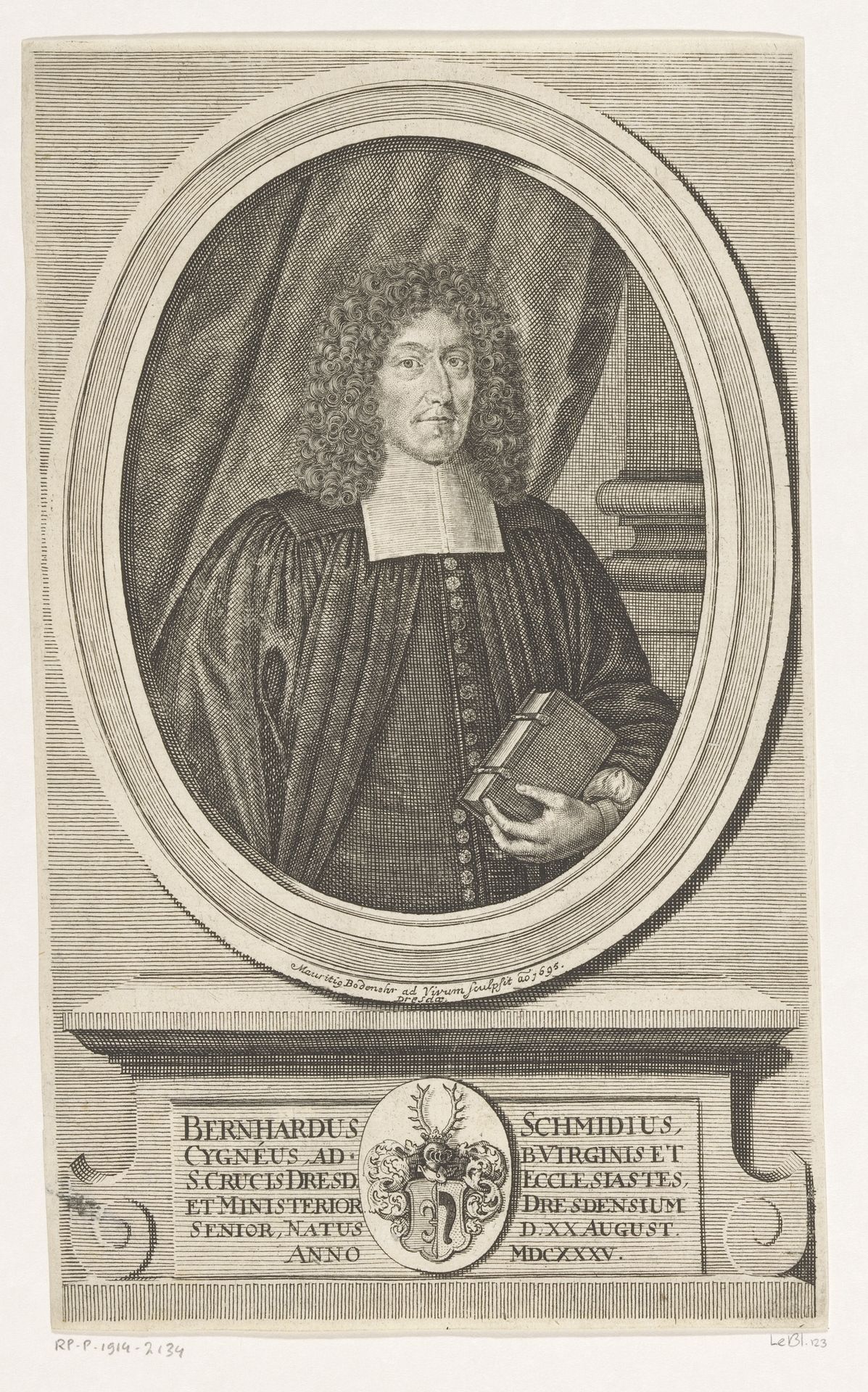 Portret van Bernhard Schmidt by Moritz Bodenehr