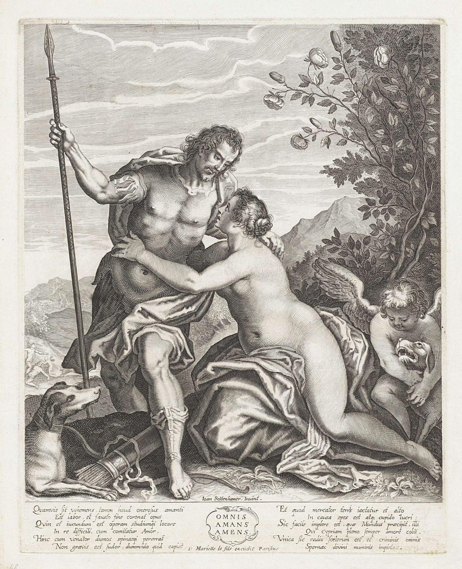 Venus probeert Adonis te weerhouden van de jacht by Anonymous
