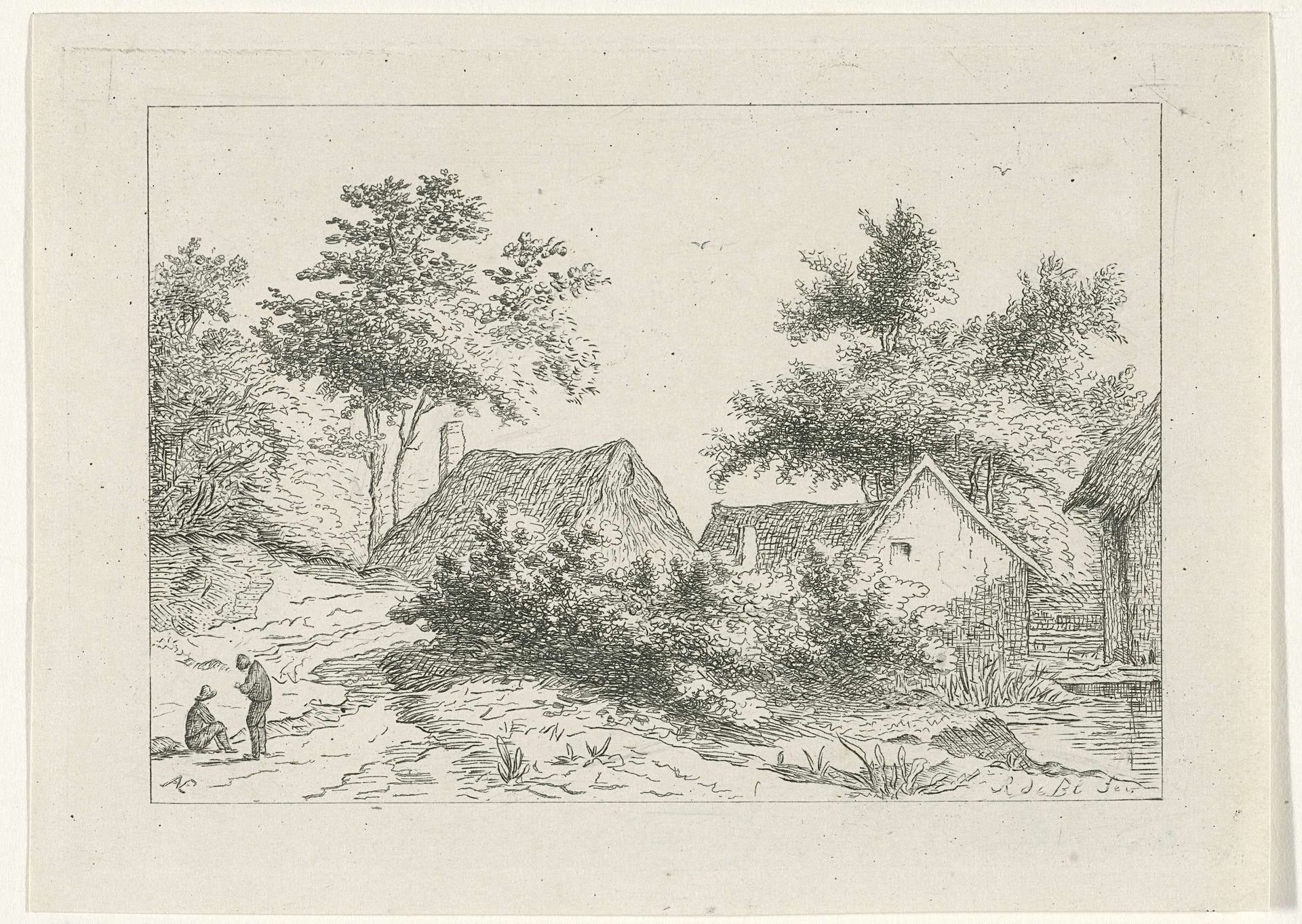 Landschap met boerderijen by Reinierus Albertus Ludovicus baron van Isendoorn à Blois