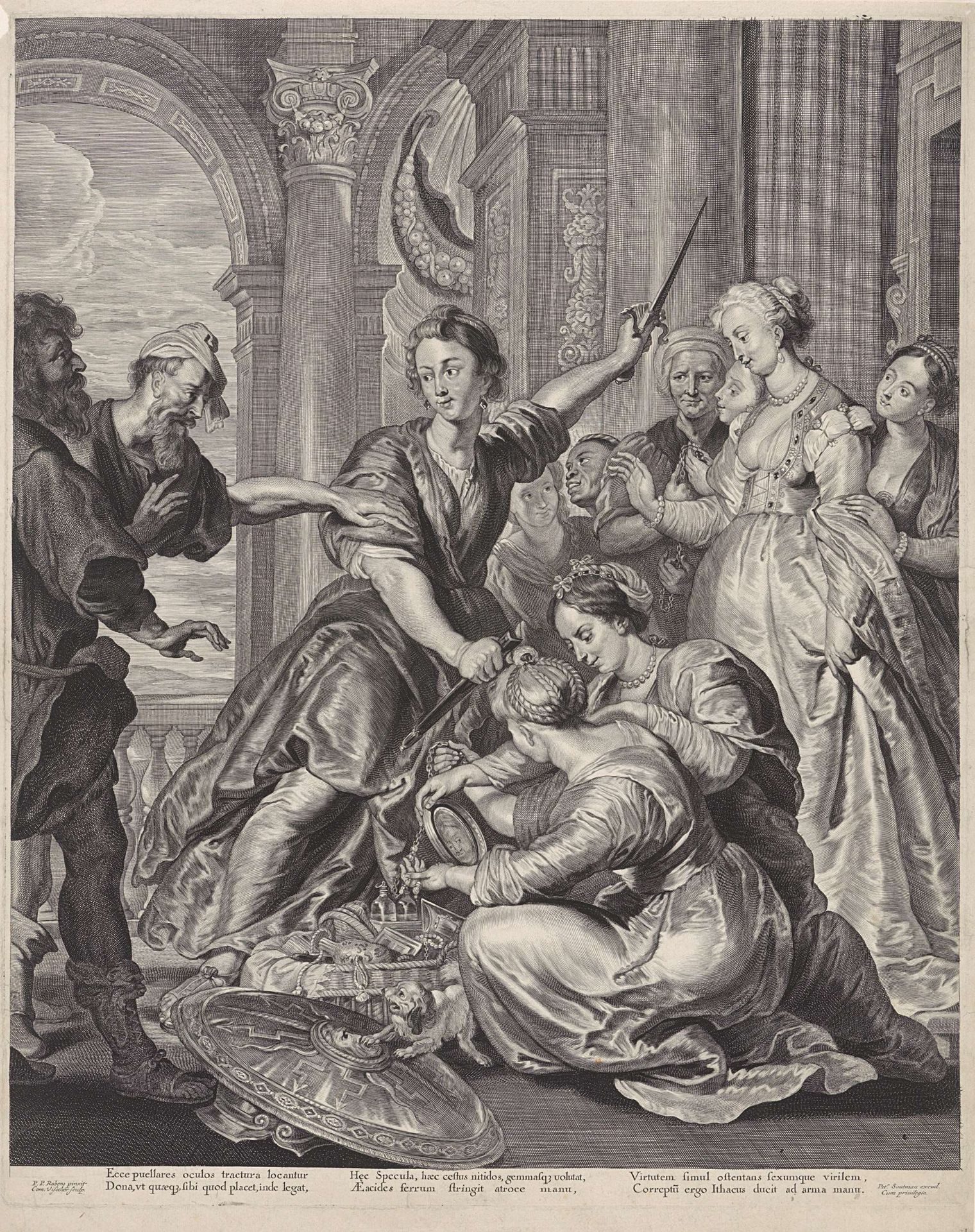 Achilles en de dochters van Lycomedes by Cornelis Visscher