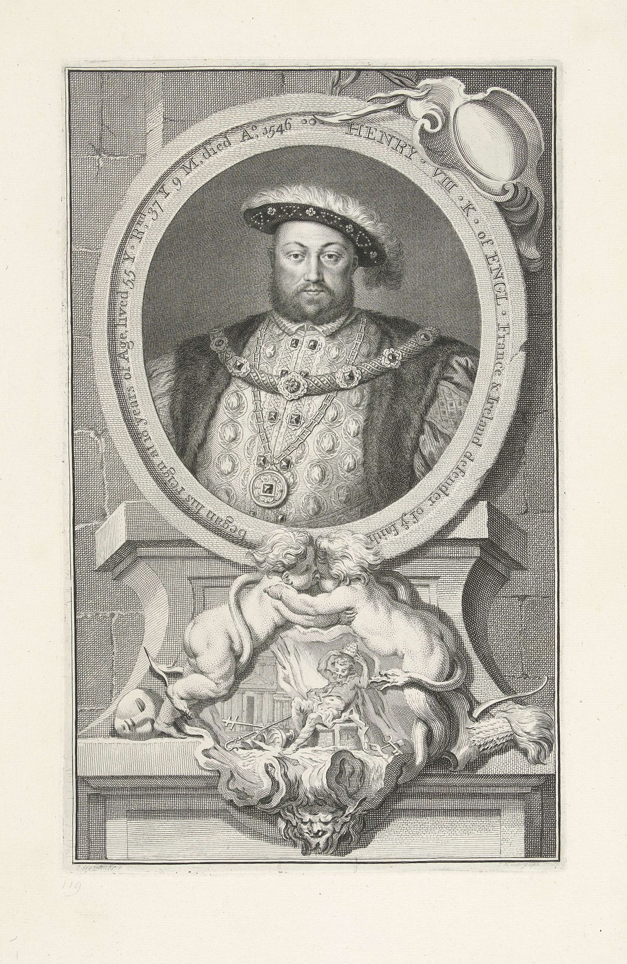 Portret van Hendrik VIII, koning van Engeland en Ierland by Jacob Houbraken