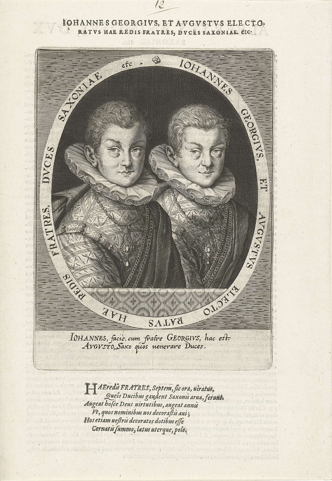 Dubbelportret van Johann Georg en August van Saksen by Dominicus Custos