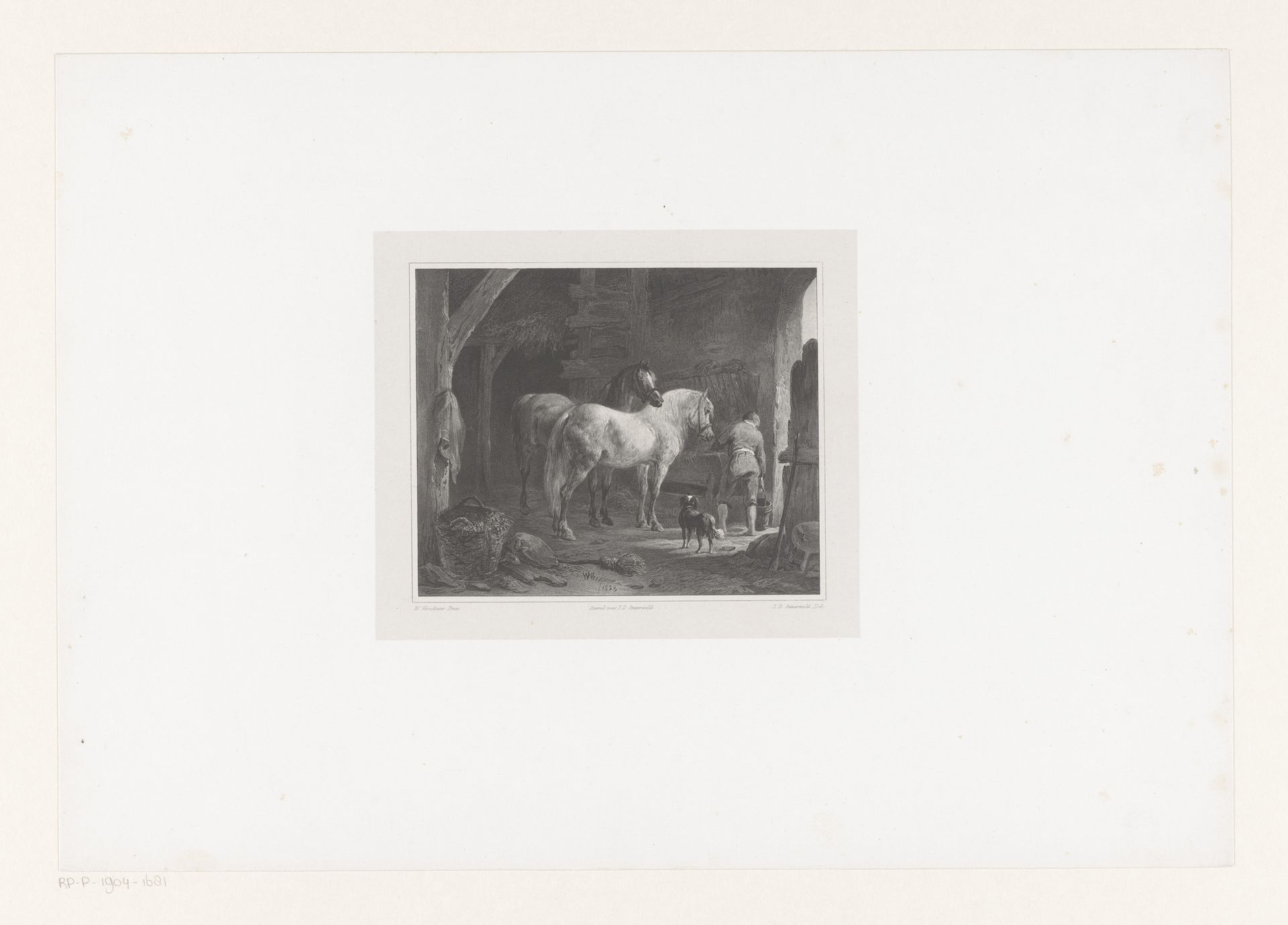 Twee paarden in een stal by Jan Dam Steuerwald