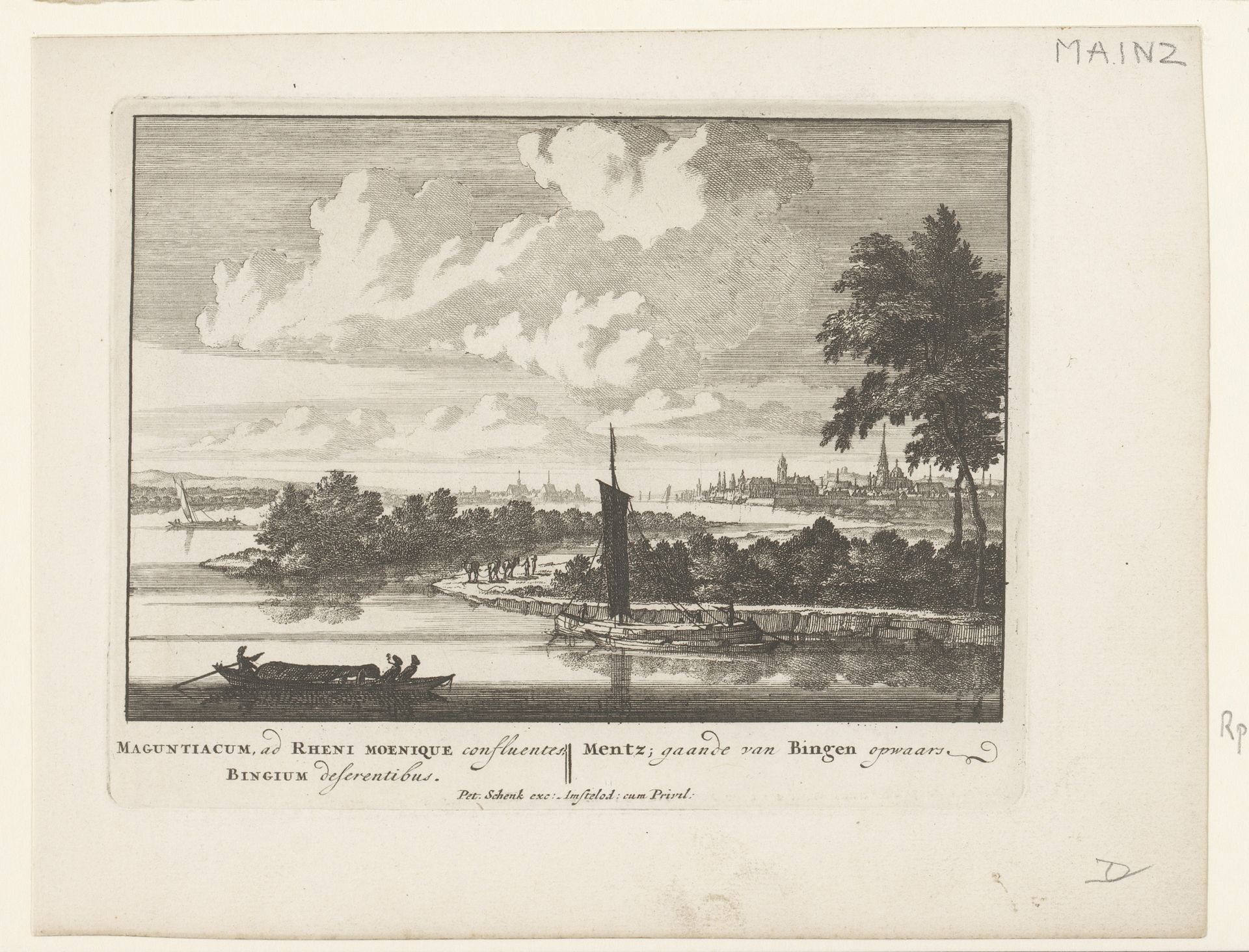 Gezicht op Mainz by Pieter Schenk