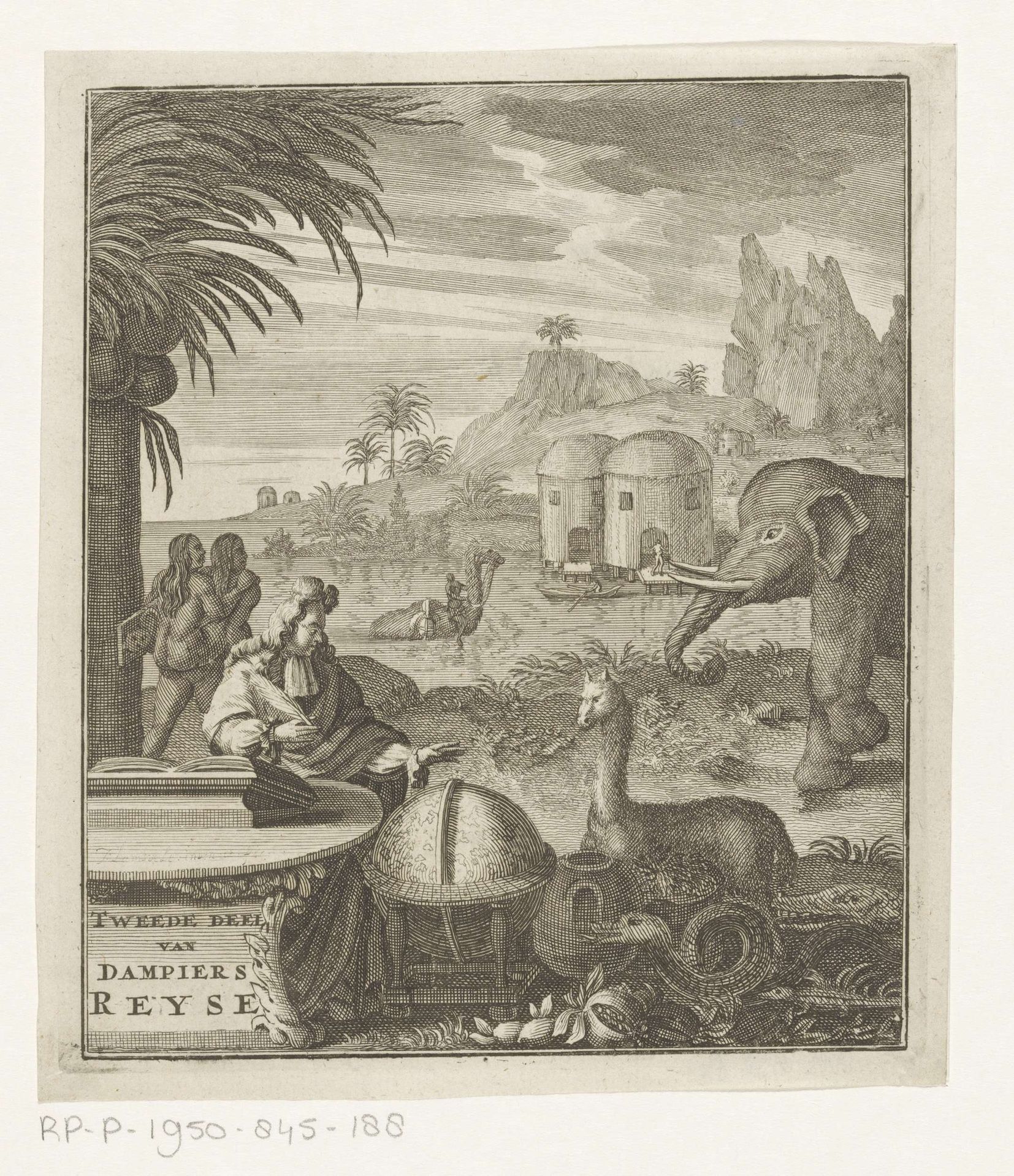 Dampier bestudeert globe by Jan Lamsvelt