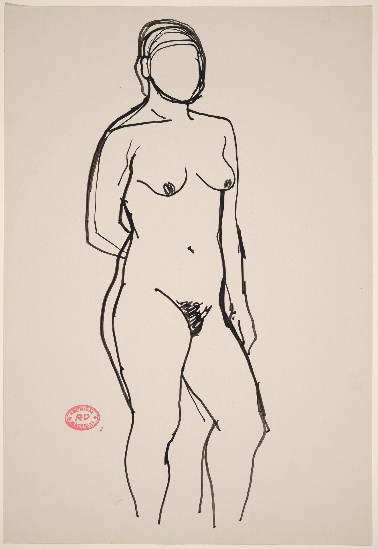 Untitled [standing nude with her right arm behind her back] by Richard Diebenkorn