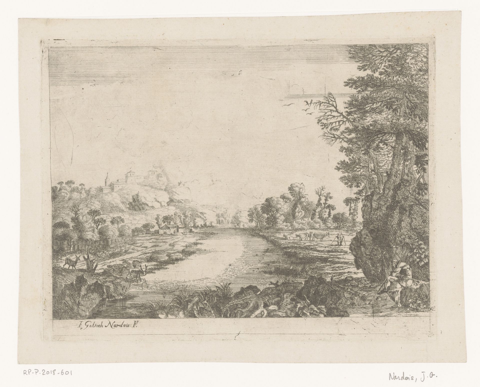 Landschap met uitzicht op een rivier by Jean Galiot Nardois