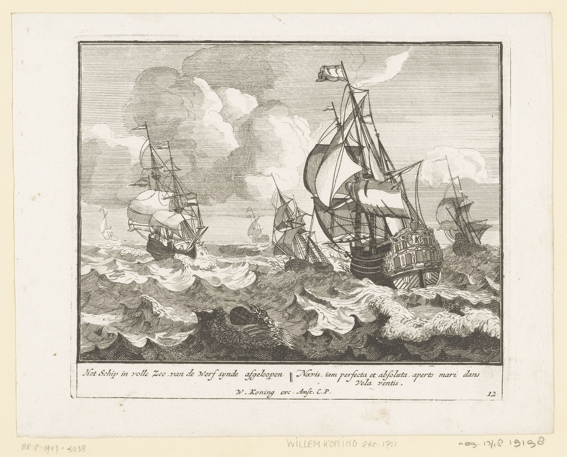 Schip op zee by Pieter van den Berge