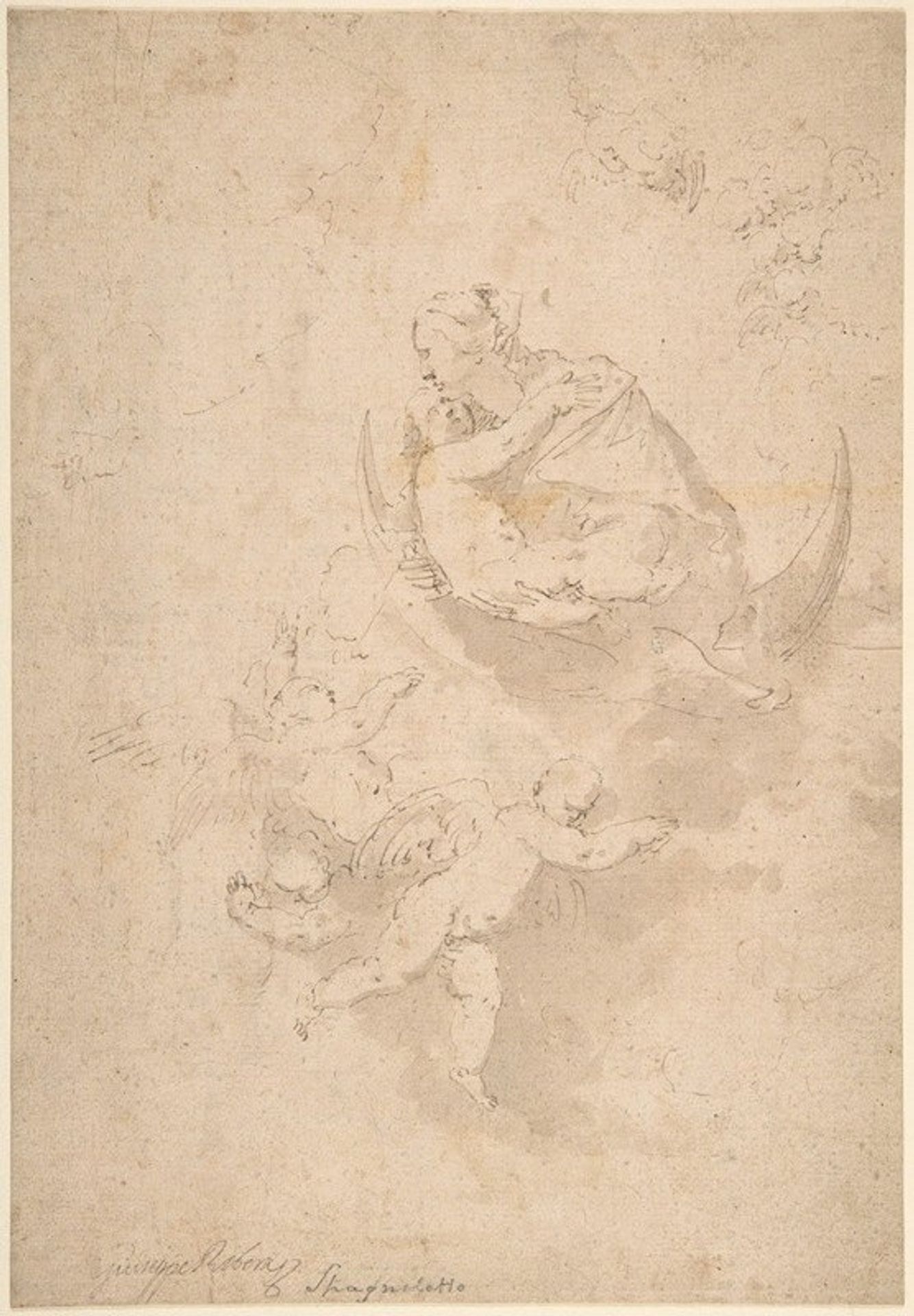 Virgin and Child on Crescent Moon with Putti by Jusepe de Ribera