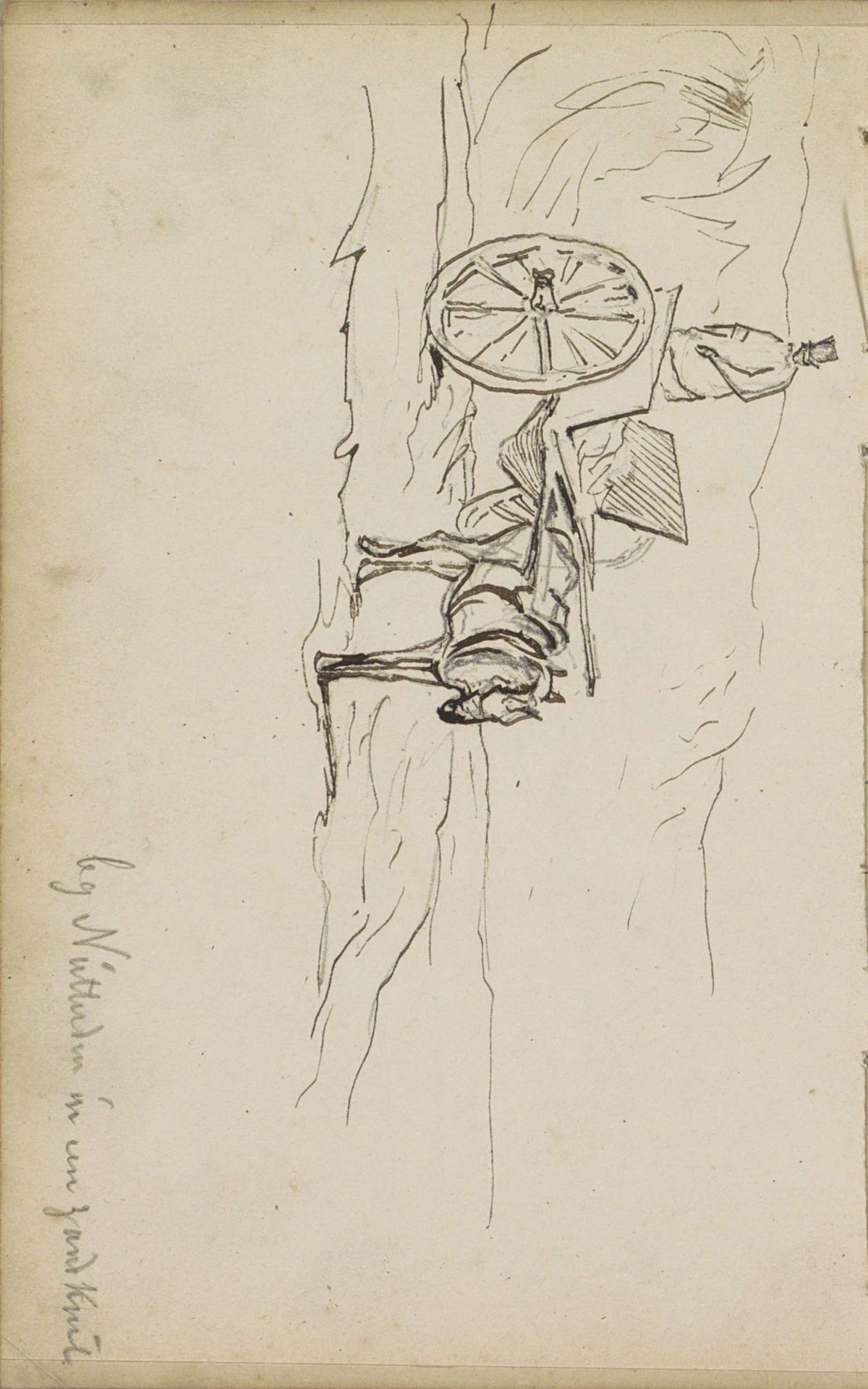 Zandkuil met een figuur op een paardenkar in Nütterden by Johannes Tavenraat