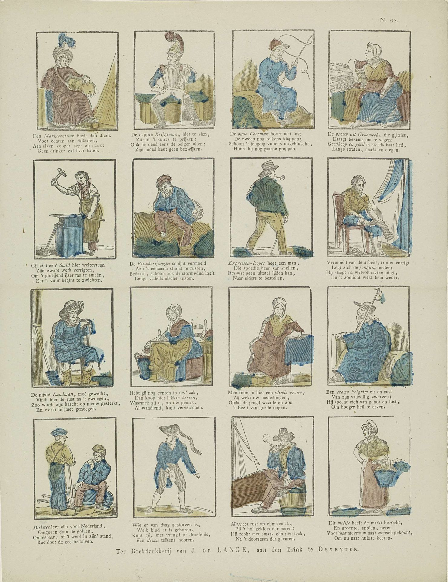 Figuren, beroepen en ambachtslieden by Jan de (II) Lange
