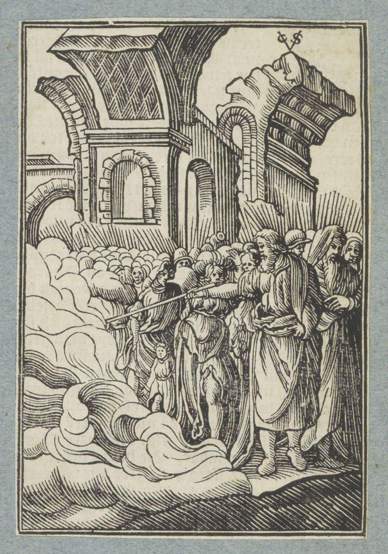 Mozes splijt het water met zijn staf by Christoffel van (II) Sichem