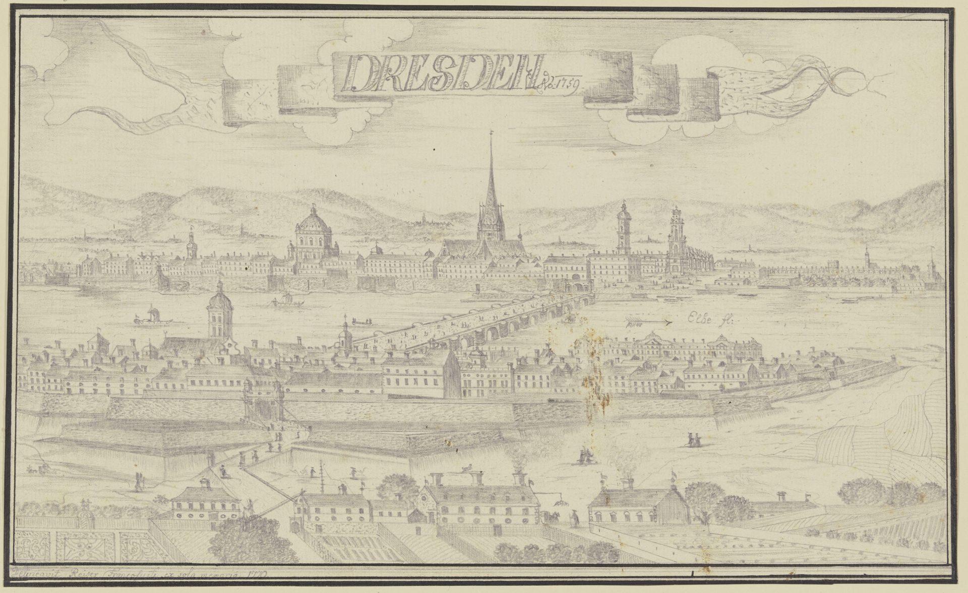 Ansicht von Dresden von Osten by Johann Baptist Reiser