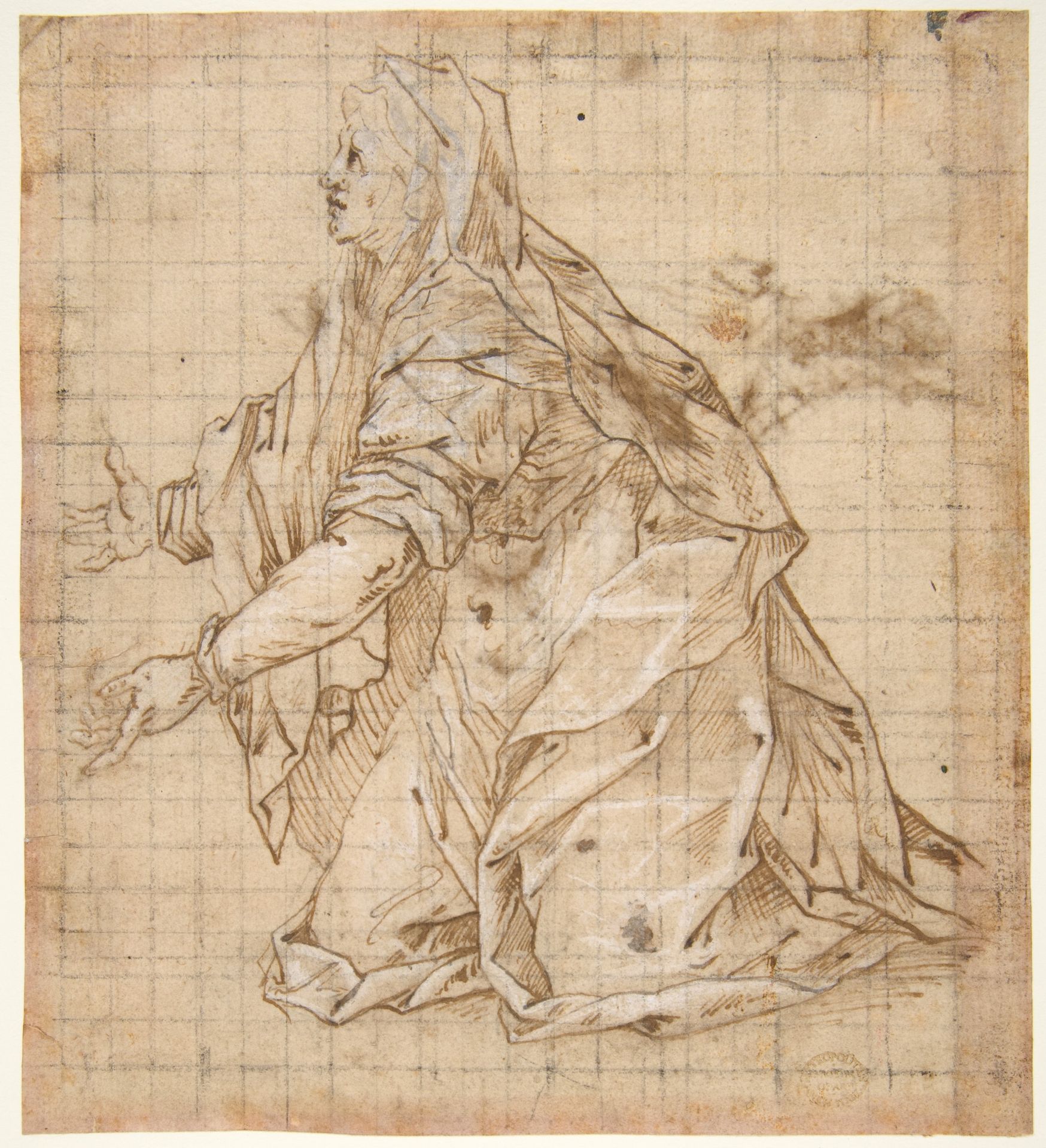Woman Kneeling Facing Left (recto); Seated Woman Facing Right (verso) by Giovanni Battista Trotti ("Il Malosso")