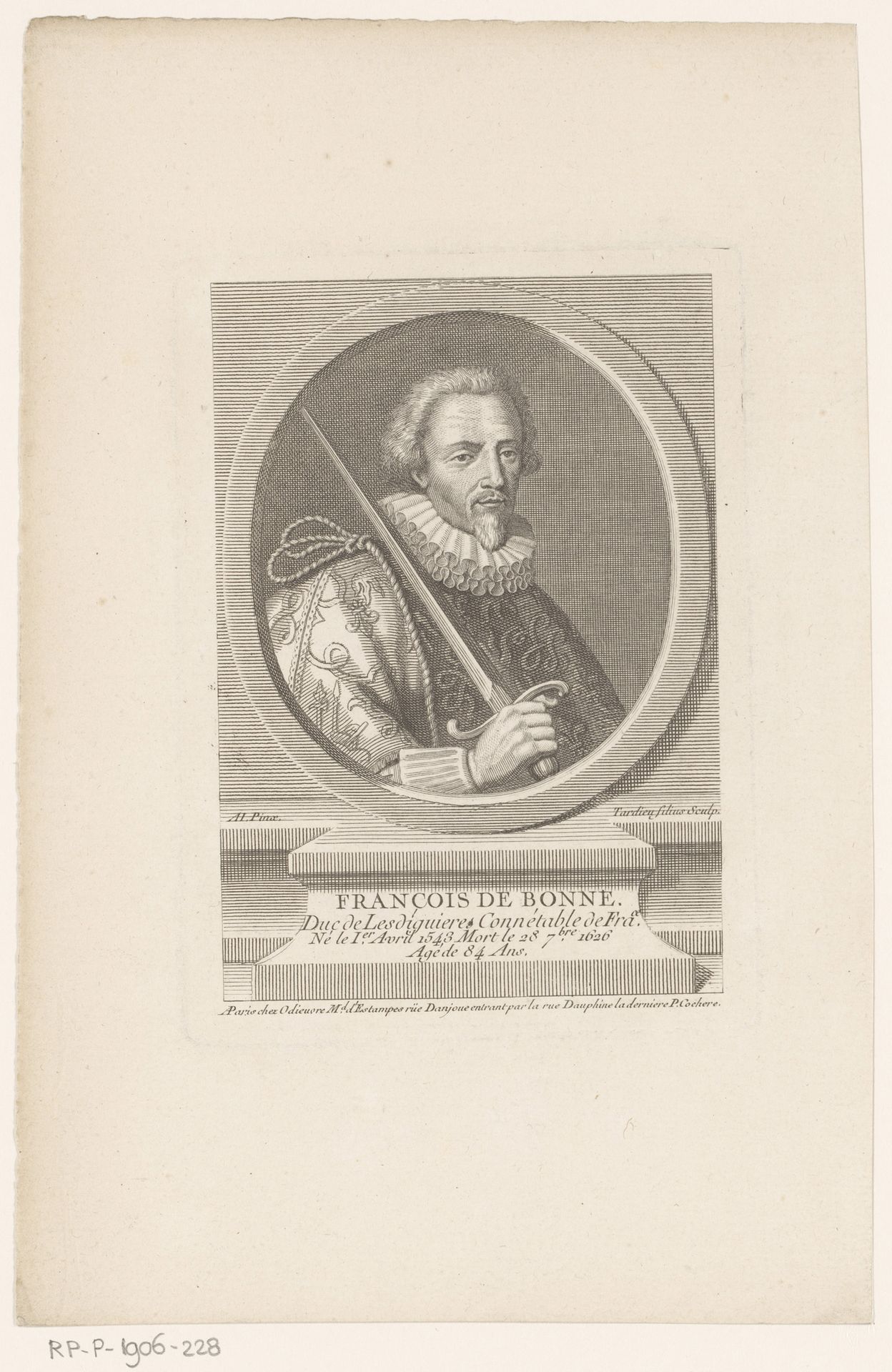 Portret van François de Bonne by Jacques Nicolas Tardieu