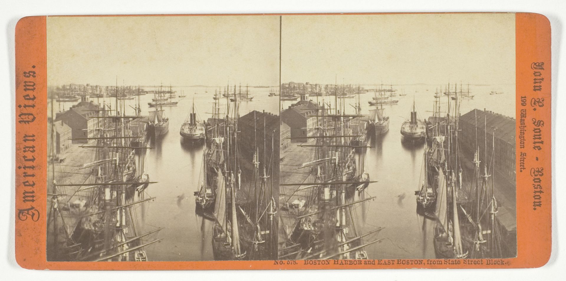 Boston Harbor and East Boston, from State Street Block by John P. Soule