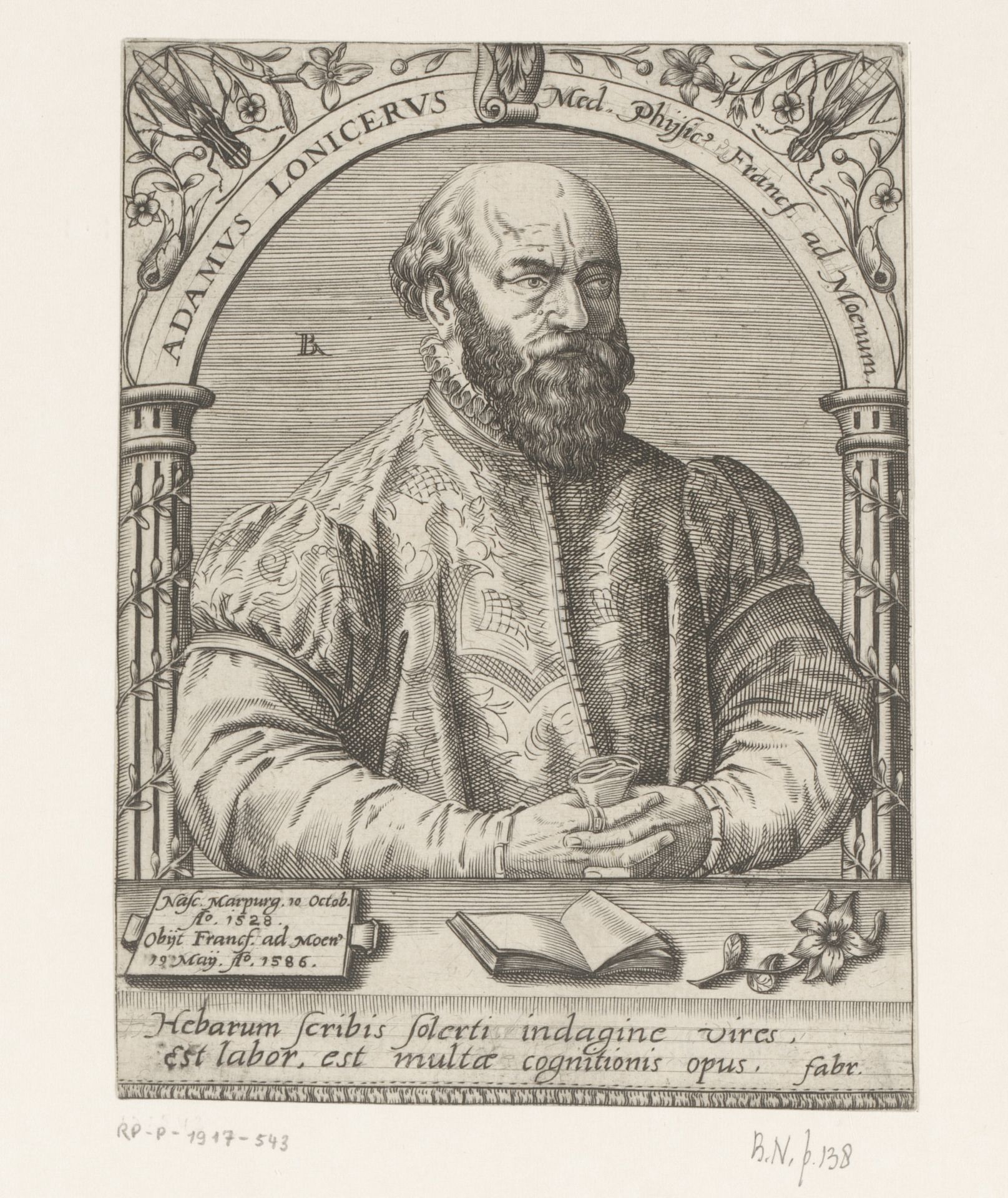 Portret van Adam Lonitzer by Robert Boissard