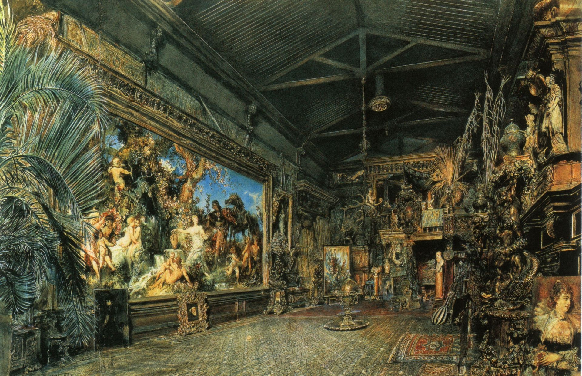 The studio before the auction by Rudolf von Alt
