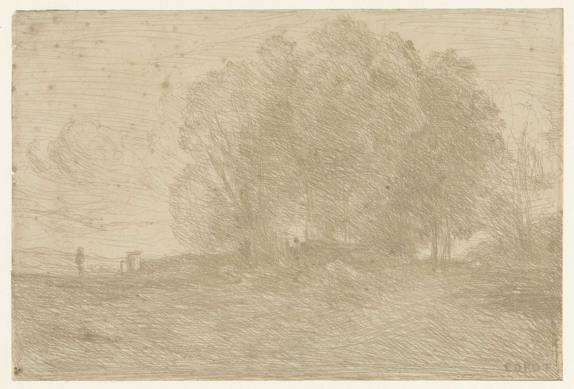 Groep bomen bij Belle Foriere by Camille Corot