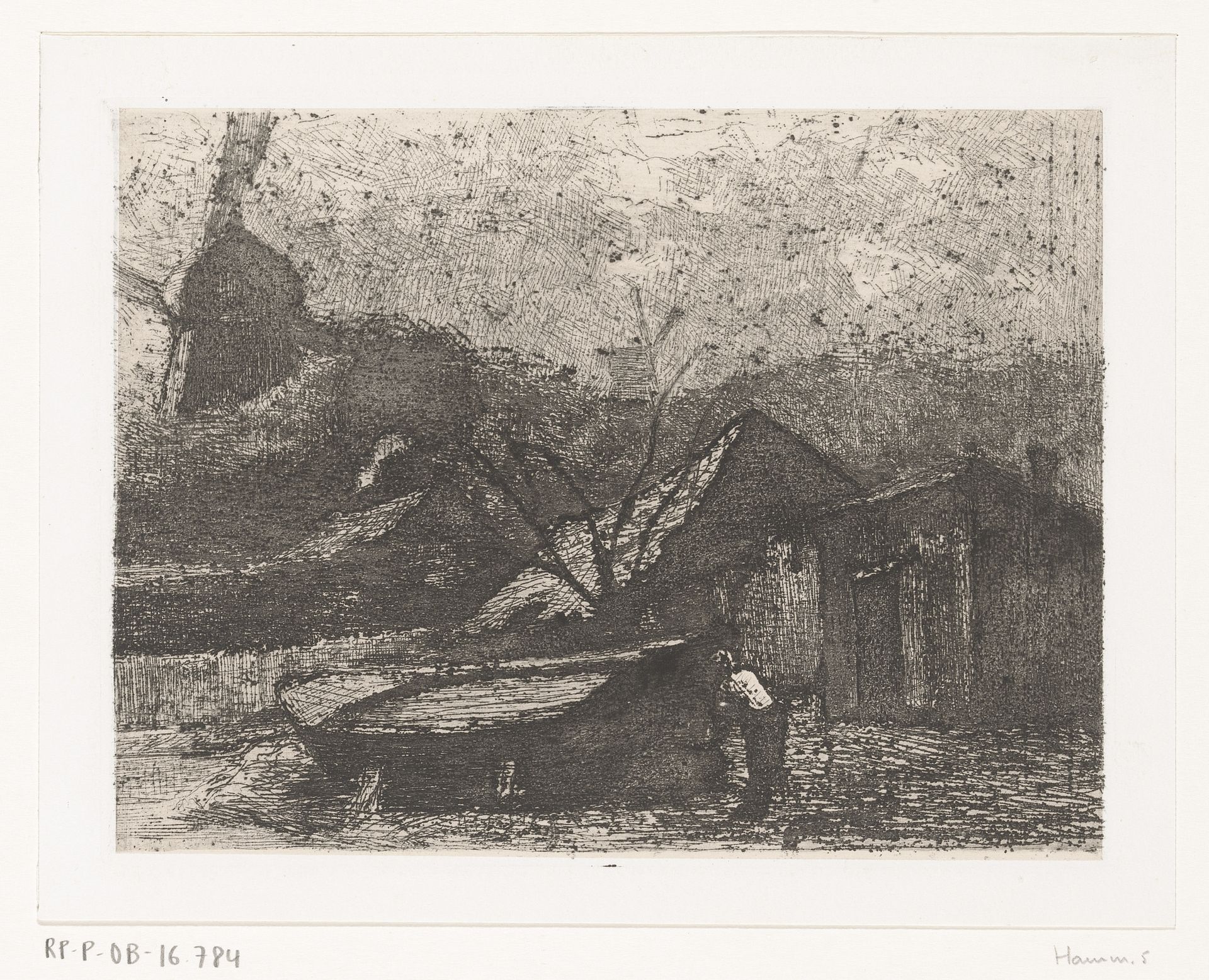 Schuit op een wal by Eduard Karsen