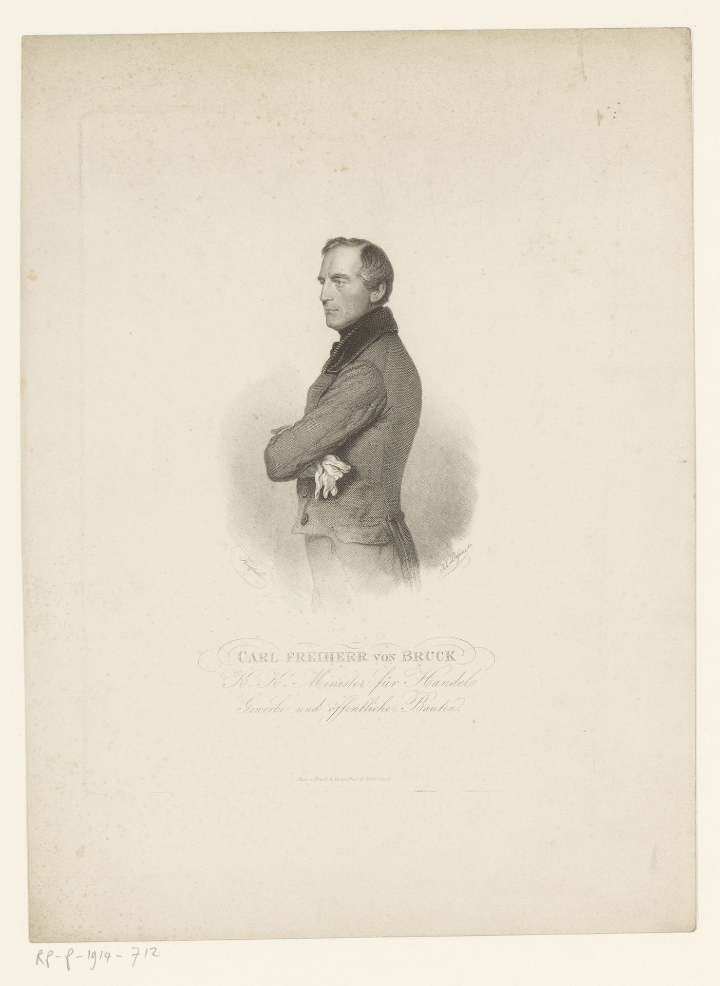 Portret van Karl Ludwig von Bruck by Johann Nepomuk Passini