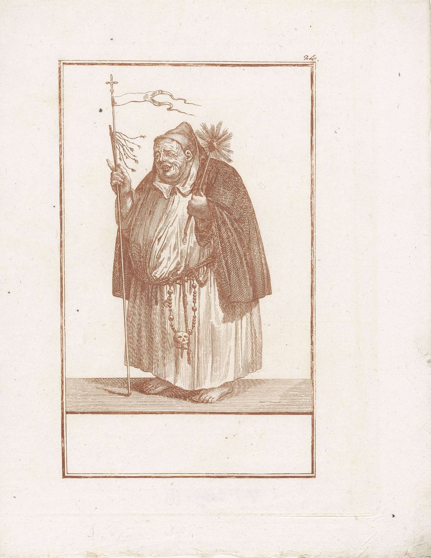Monnik met gesel en wijwaterkwast by Jacob Gole