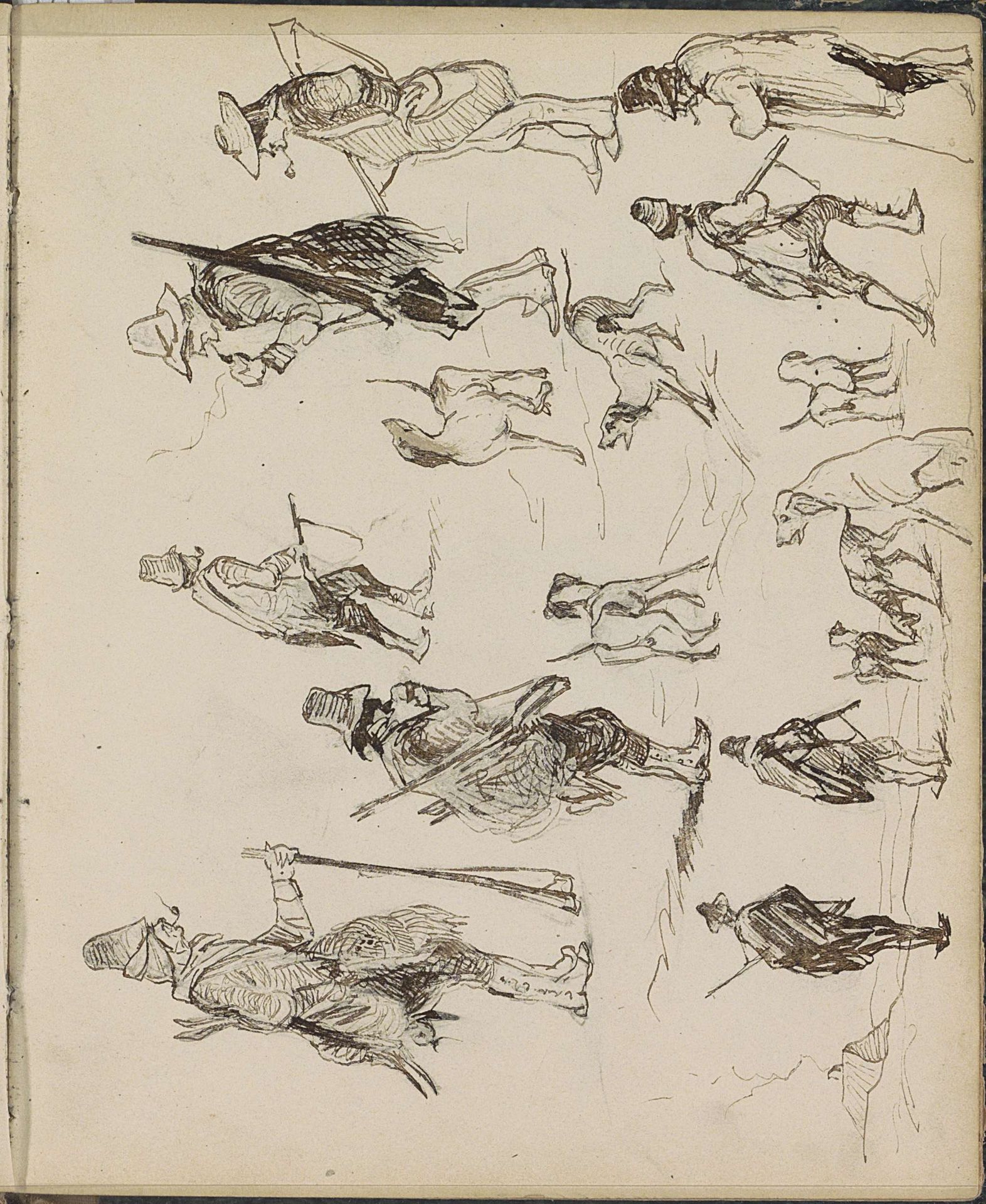 Jagers met geweren en honden by Johannes Tavenraat