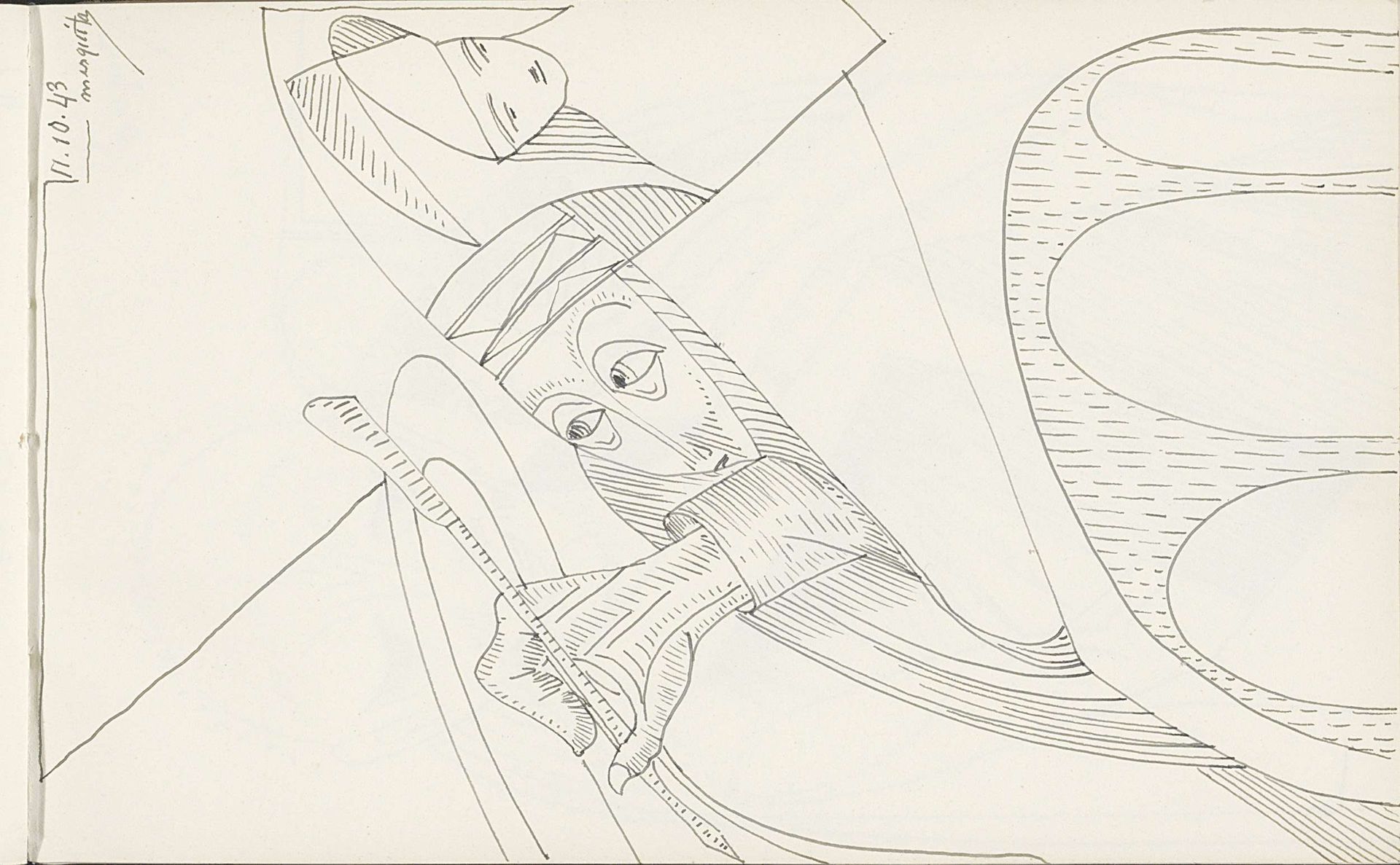 Man met een pen in de hand en een figuur met een hoed by Samuel Jessurun de Mesquita