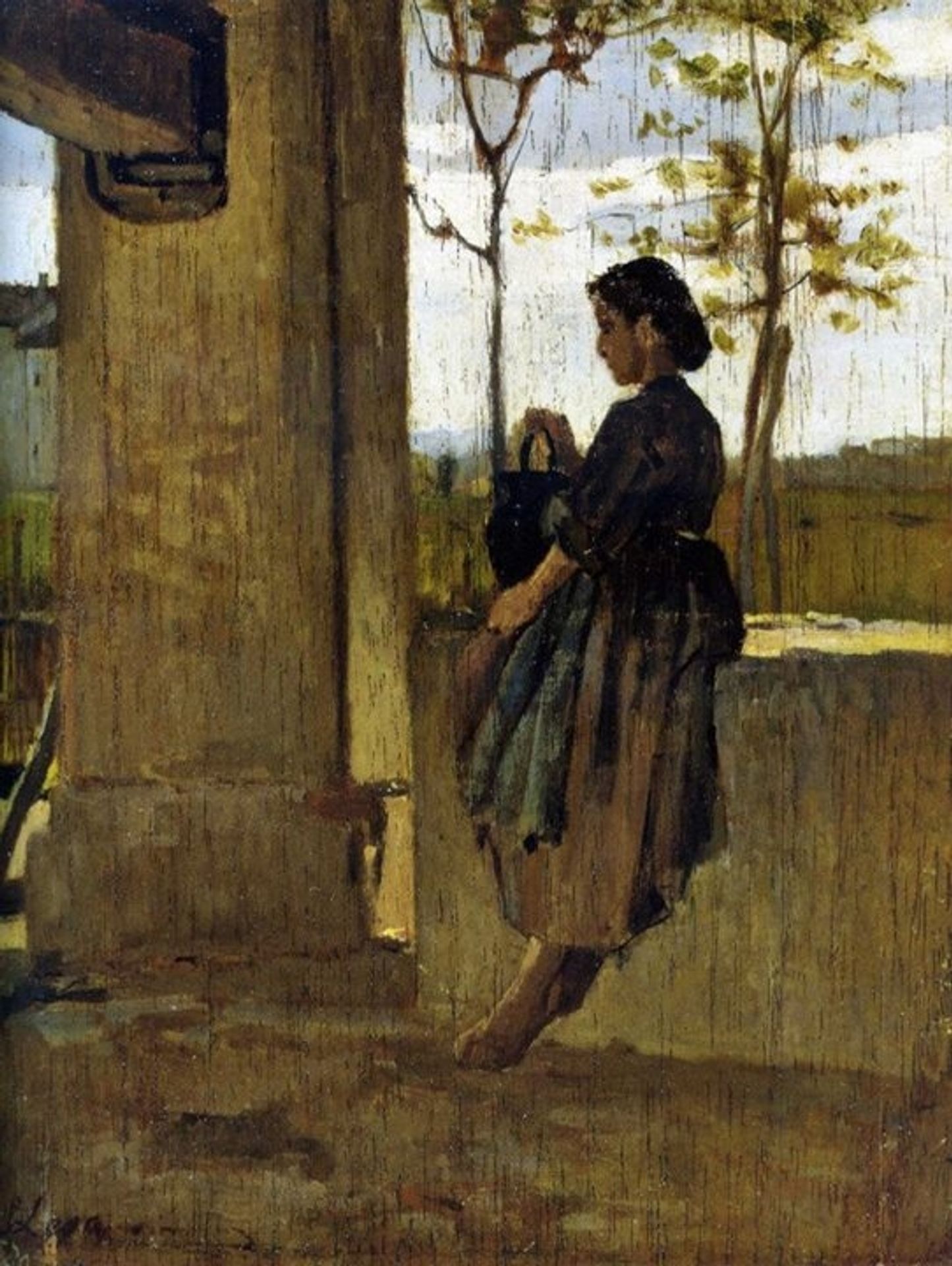 Young peasant woman at the well by Silvestro Lega