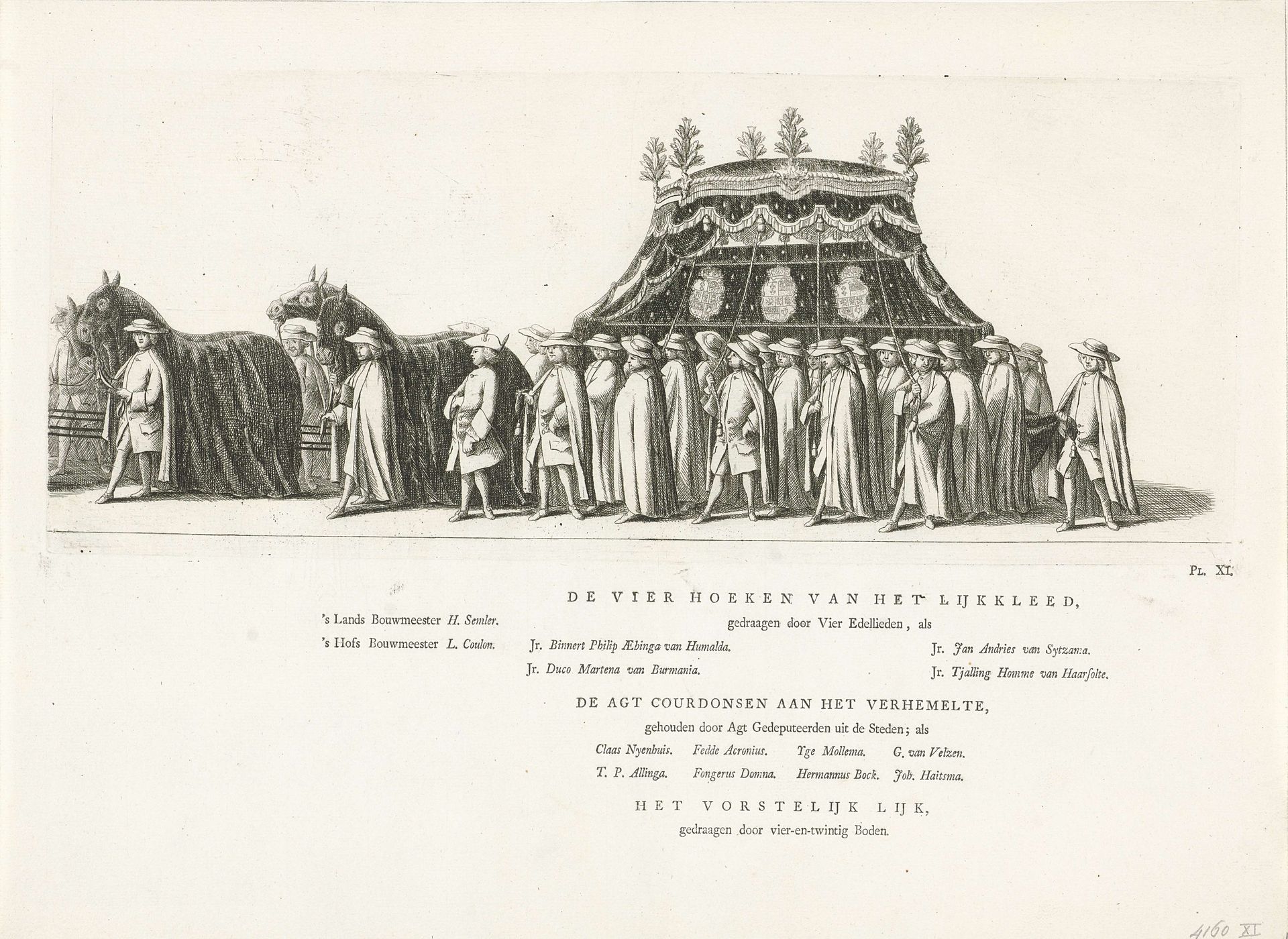 Lijkwagen in de begrafenisstoet van prinses Maria Louise, 1765 by Rienk Jelgerhuis