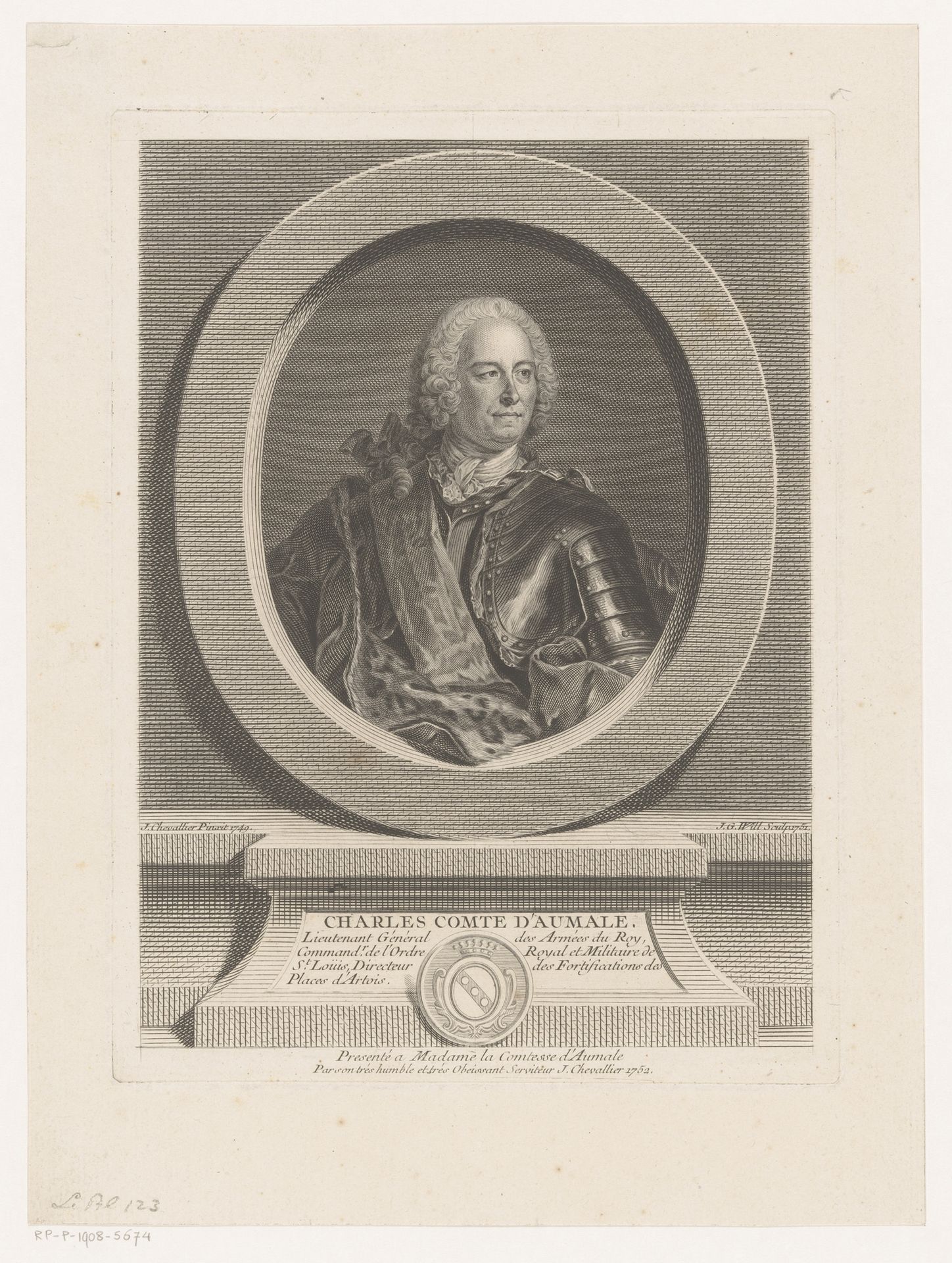 Portret van Charles, comte d'Aumale by Johann Georg Wille