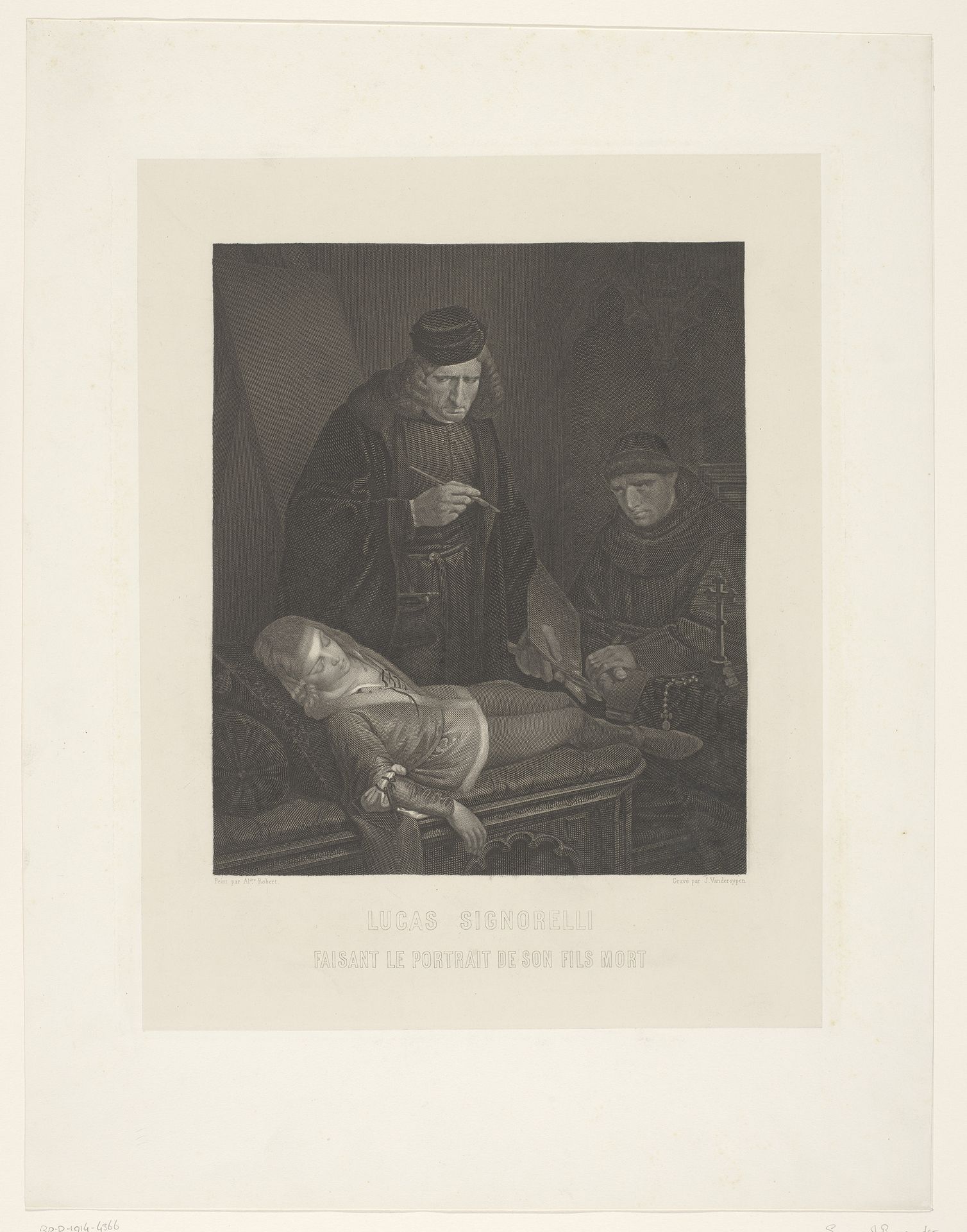 Luca Signorelli portretteert zijn overleden zoon in het bijzijn van een monnik by Jean-Baptiste van der Sypen