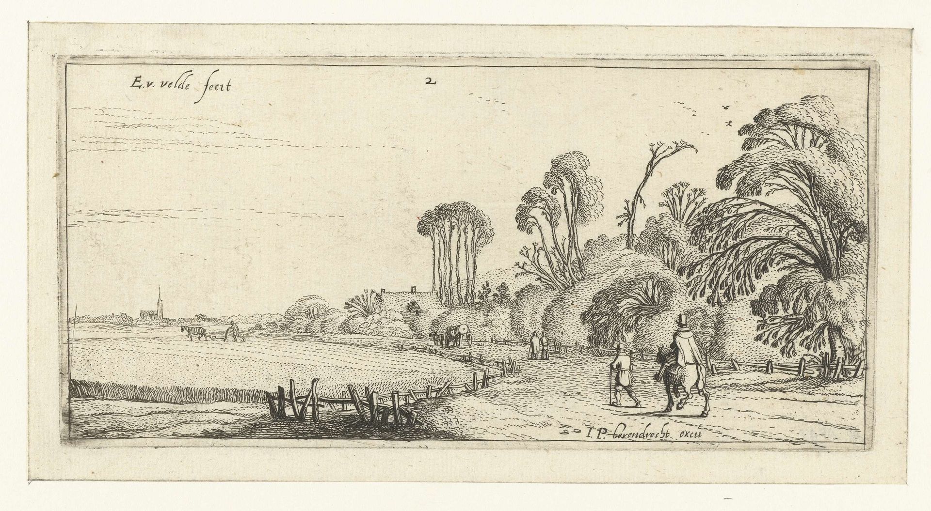 Wandelaars op een weg bij Hillegom by Esaias van de Velde