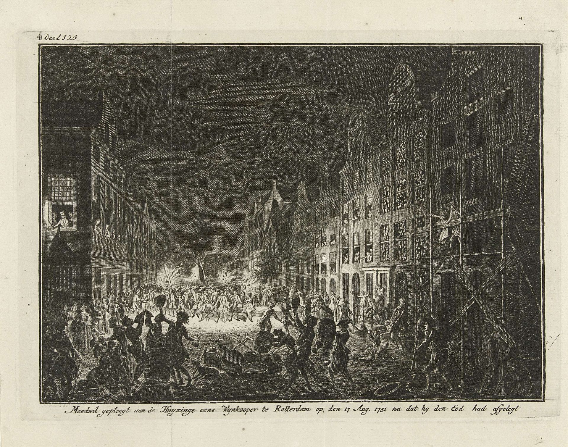 Plundering van het huis van wijnkoper Gerrit Hagedooren te Rotterdam, 1751 by Anonymous