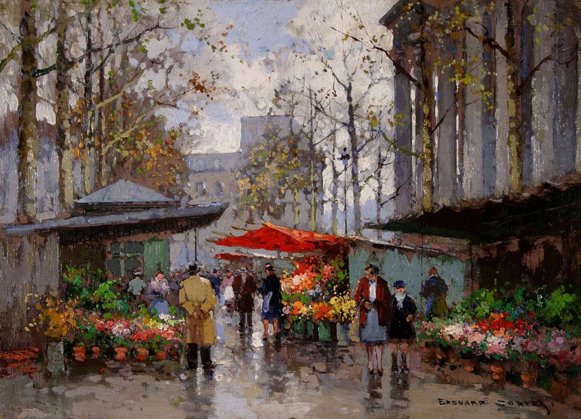 Flower Market At La Madeleine by Edouard Cortes