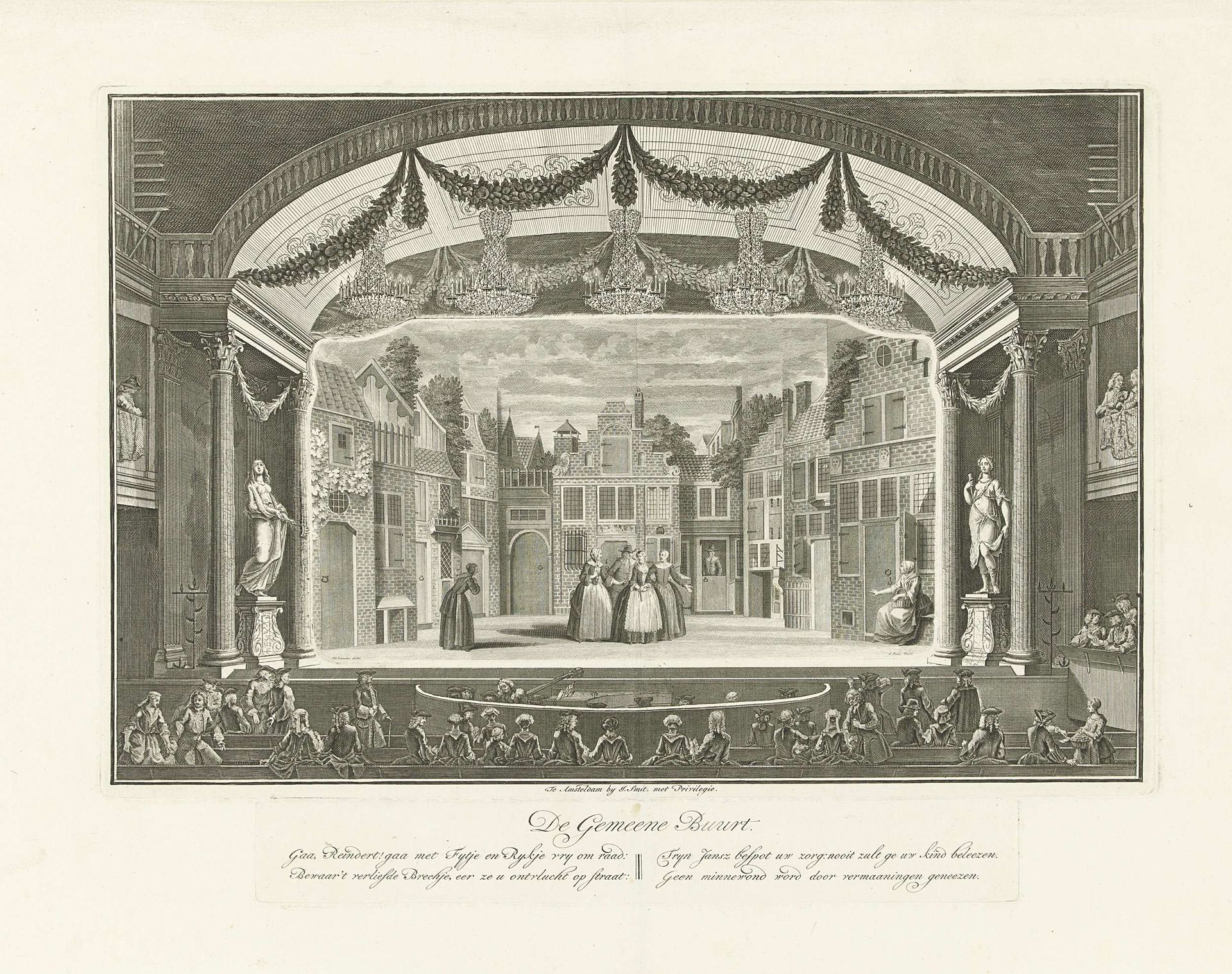 Schouwburg met toneeldecor: De Gemeene Buurt by Jan Punt